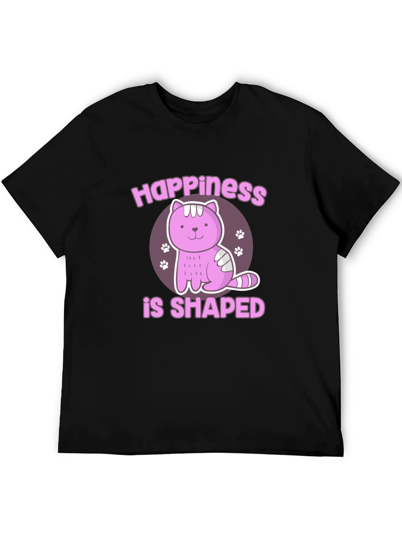 Black Happiness Shaped Cat Graphic T-Shirt view 5