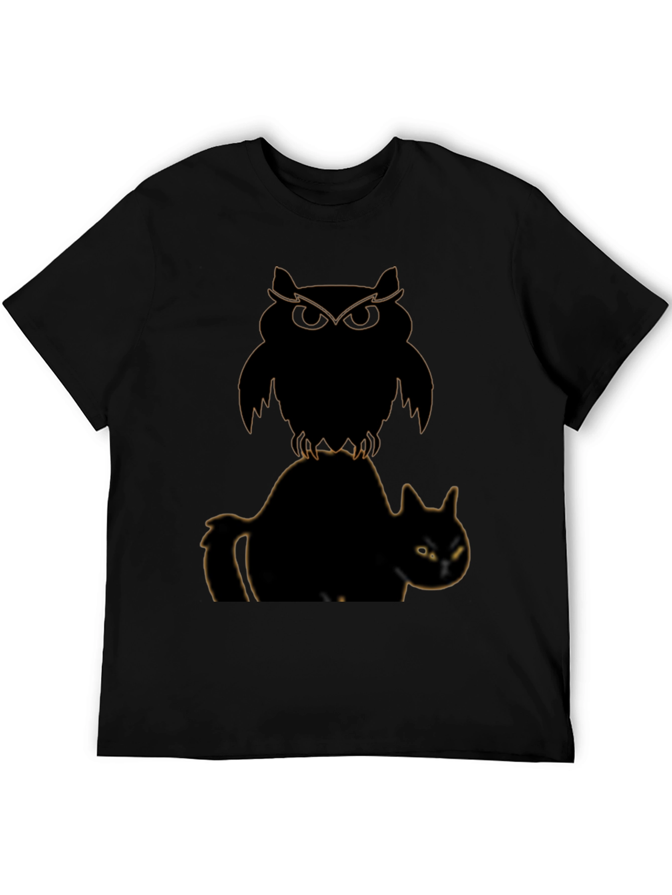Black Owl and Cat Graphic T-Shirt view 5