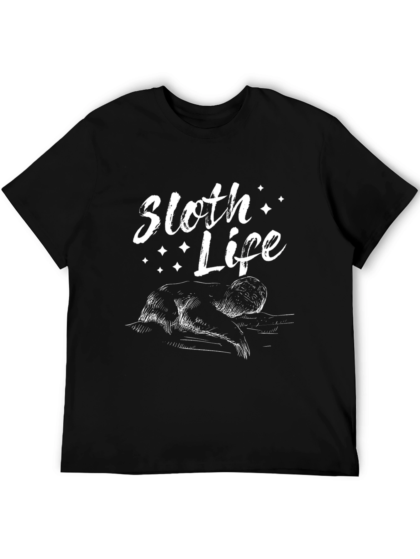 Black Sloth Life Graphic Tee - Relaxed Fit T-Shirt view 5