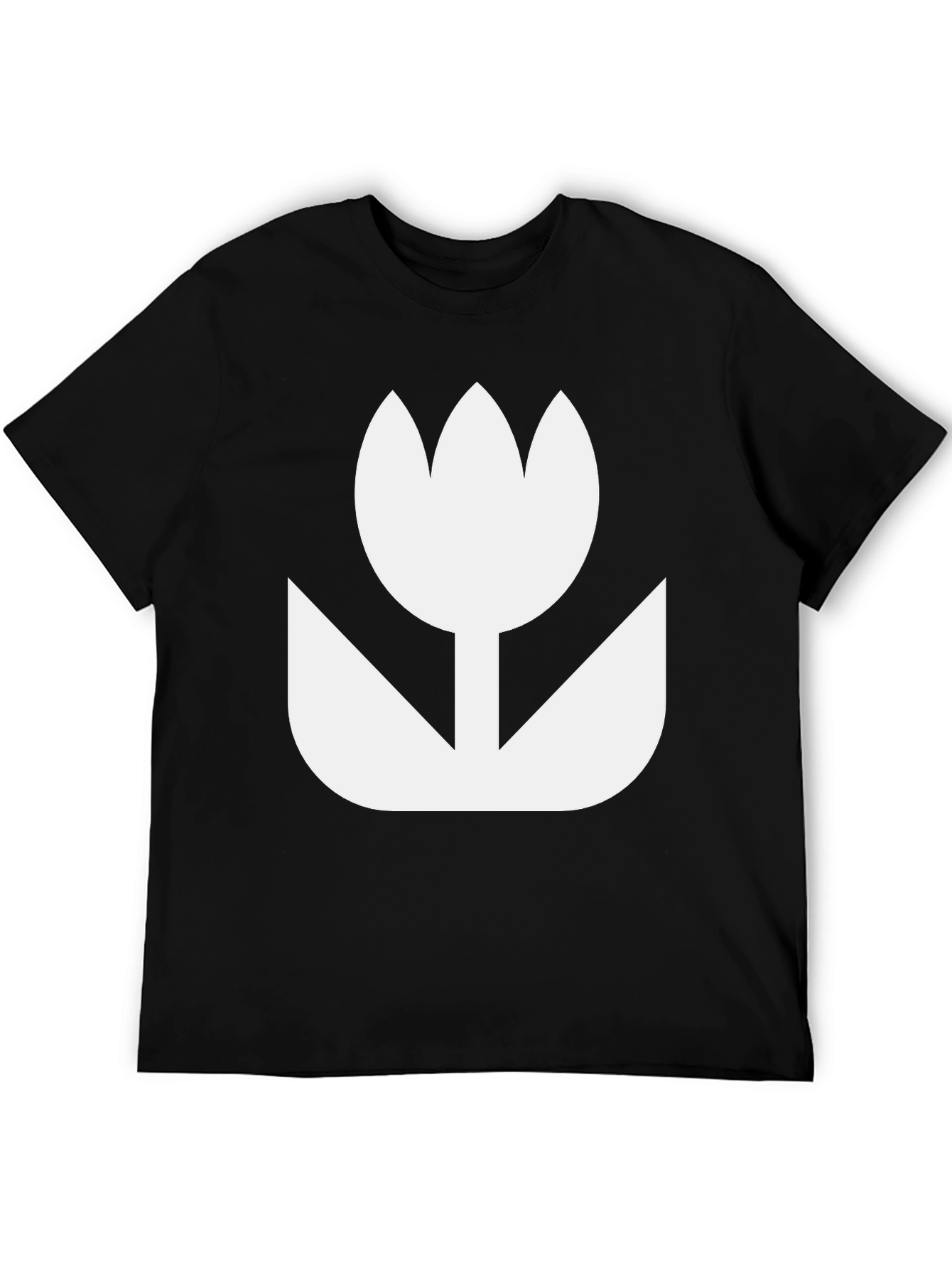 Black Minimalist Flower Graphic Tee - Black Cotton Casual Shirt view 5