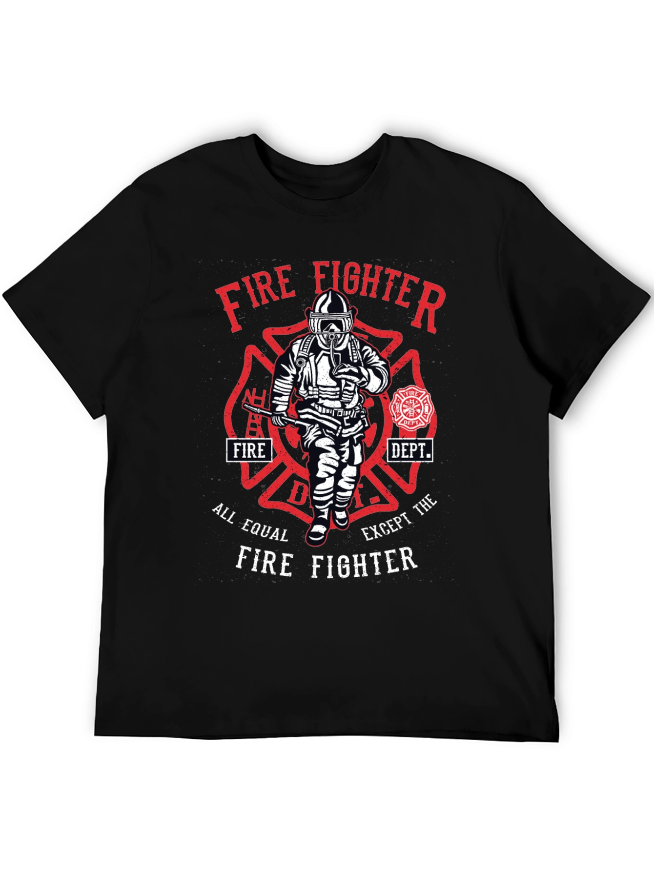 Black Firefighter Graphic T-Shirt - All Equal Except view 5