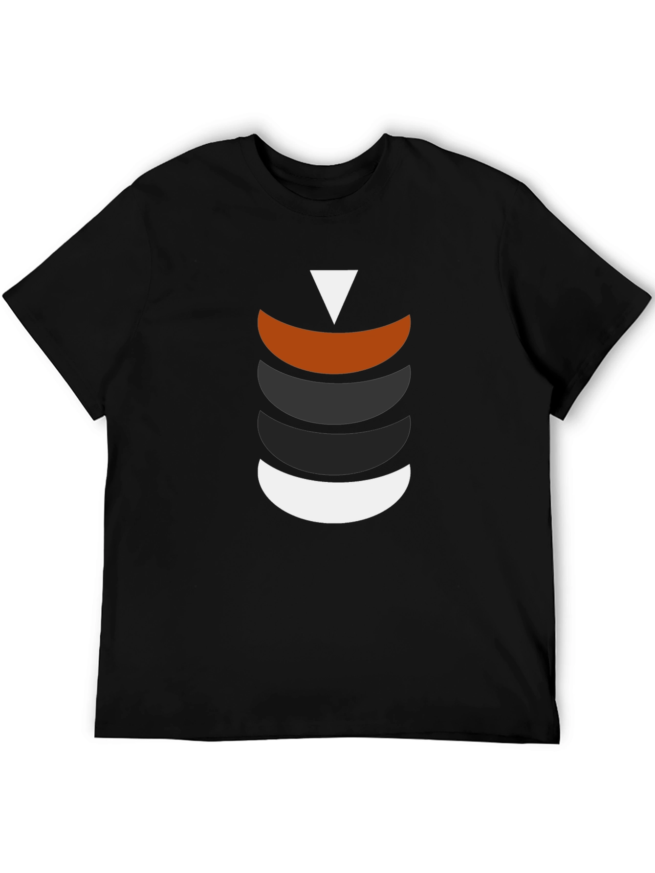 Black Modern Geometric Crescent Stack T-Shirt view 5