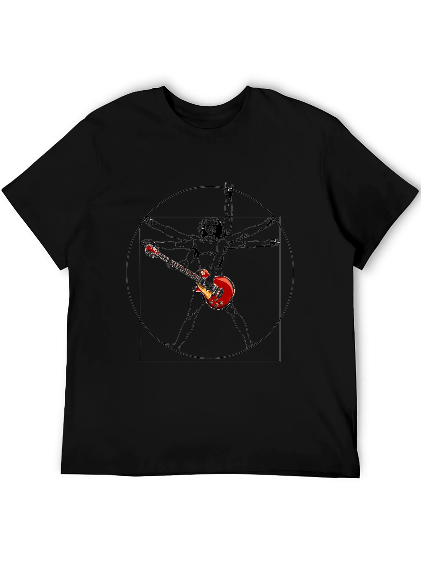 Black Rock Star Vitruvian Man Graphic T-Shirt view 5