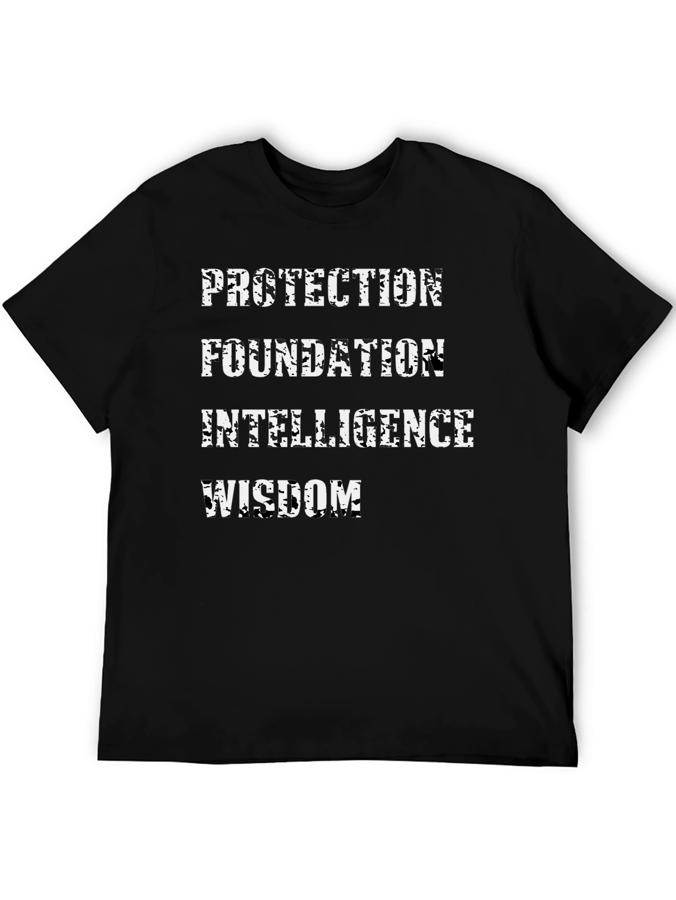 Black Protection, Foundation, Intelligence, Wisdom Men's Black T-Shirt view 5