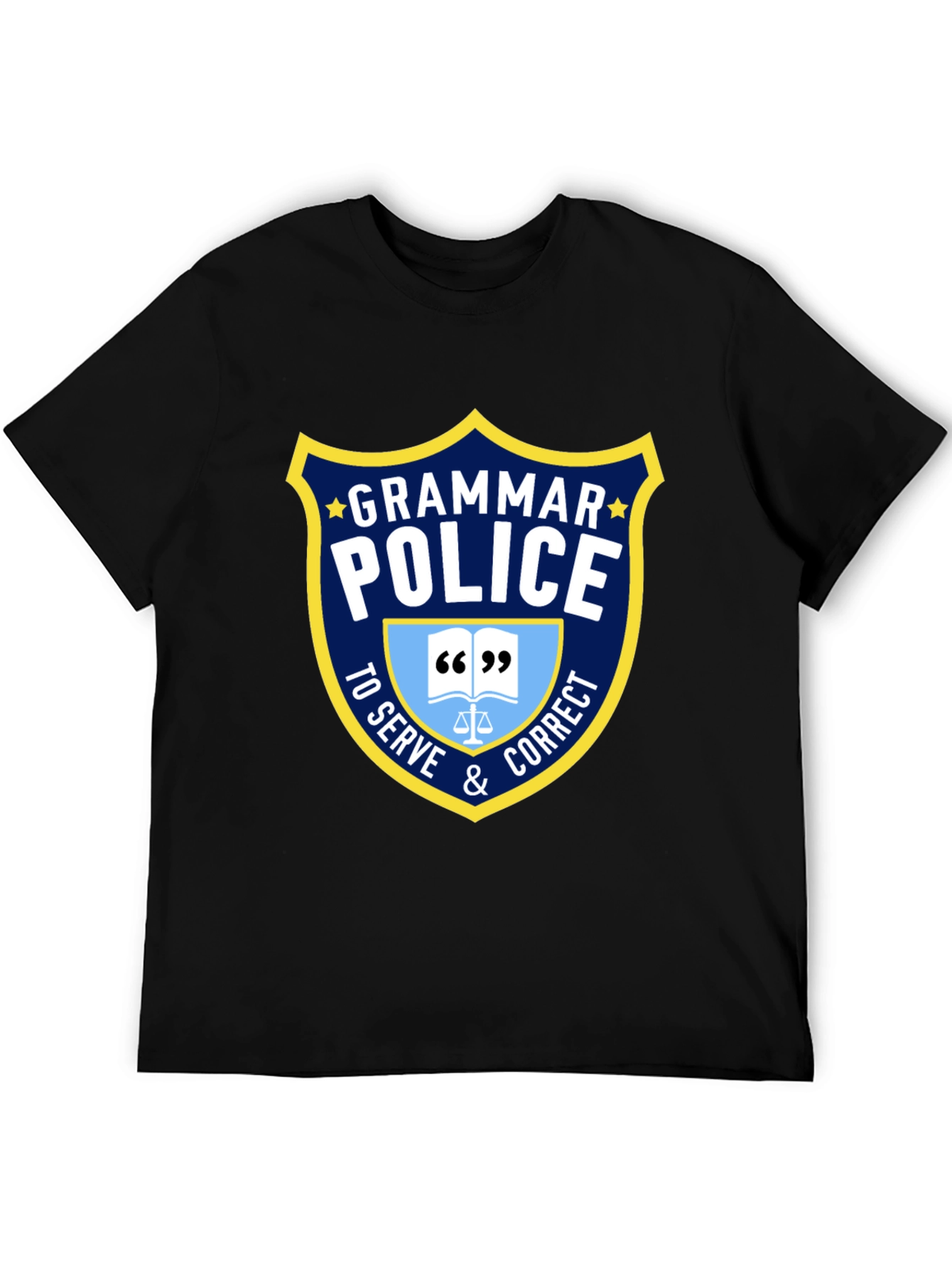 Black Grammar Police T-Shirt - Serve & Correct Style view 5