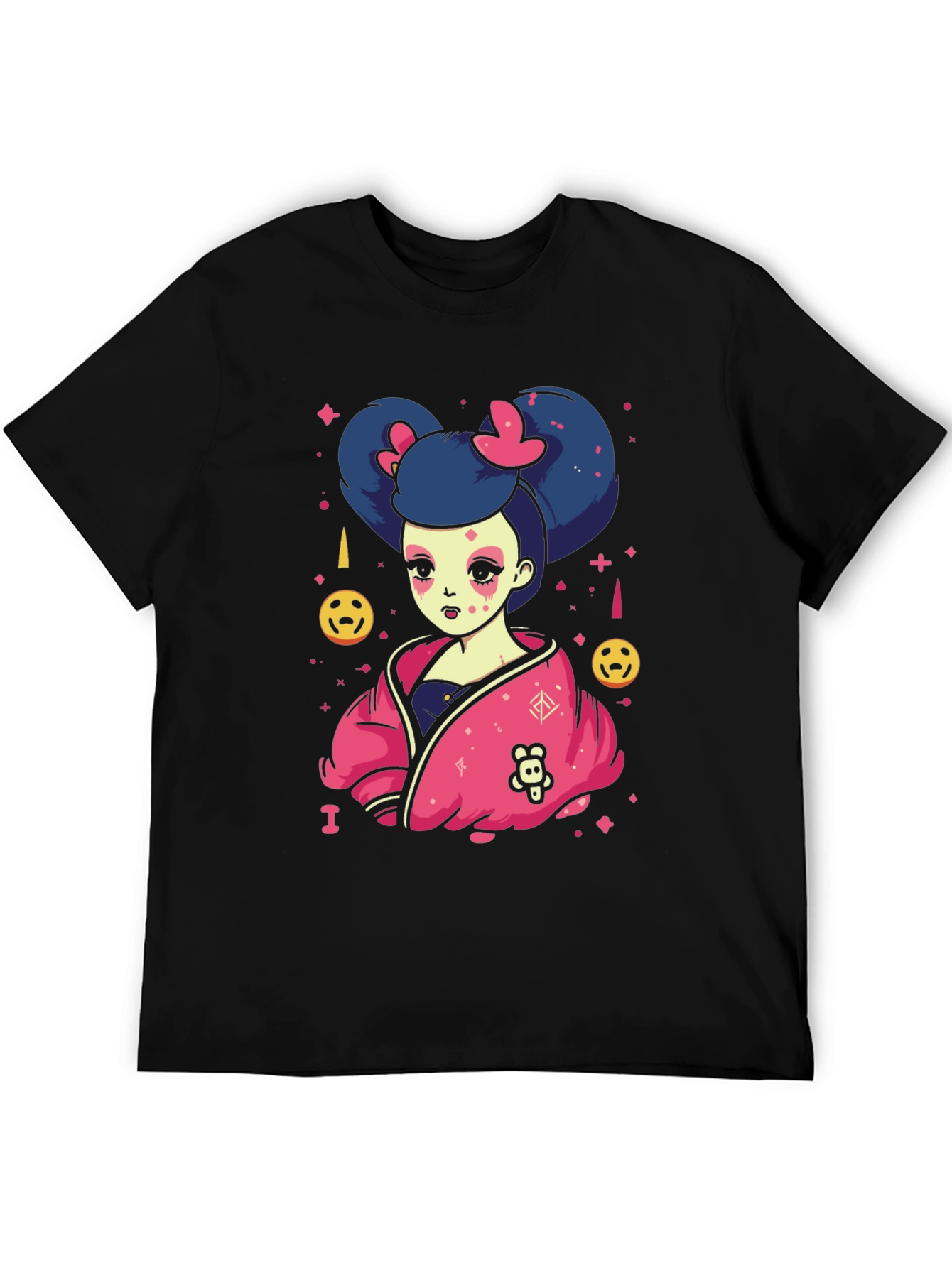 Black Anime Girl Graphic Black T-Shirt view 5
