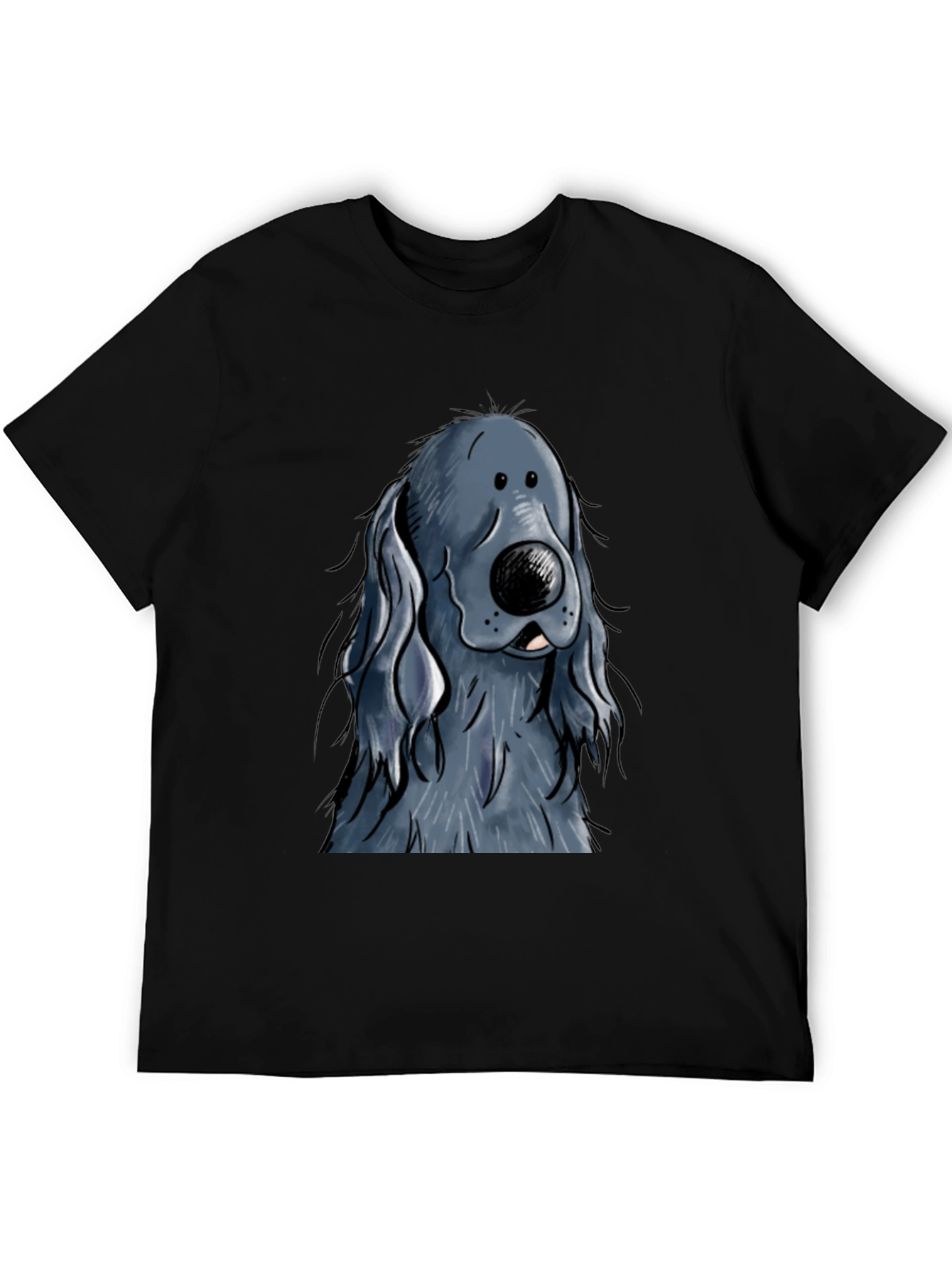 Black Cartoon Dog Graphic Print Black T-Shirt view 5
