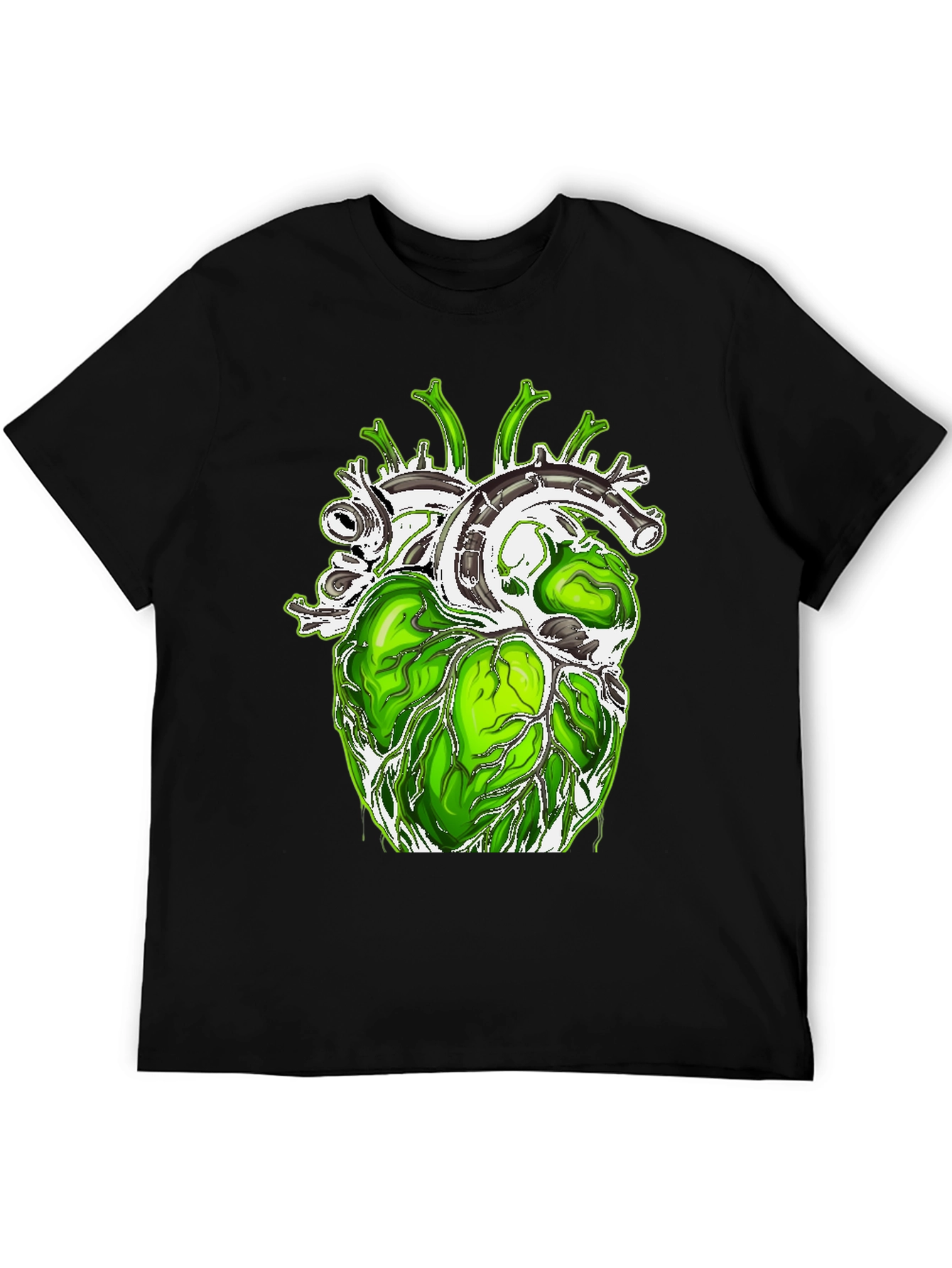 Black Green Anatomical Heart Graphic Tee - Unique Design! view 5