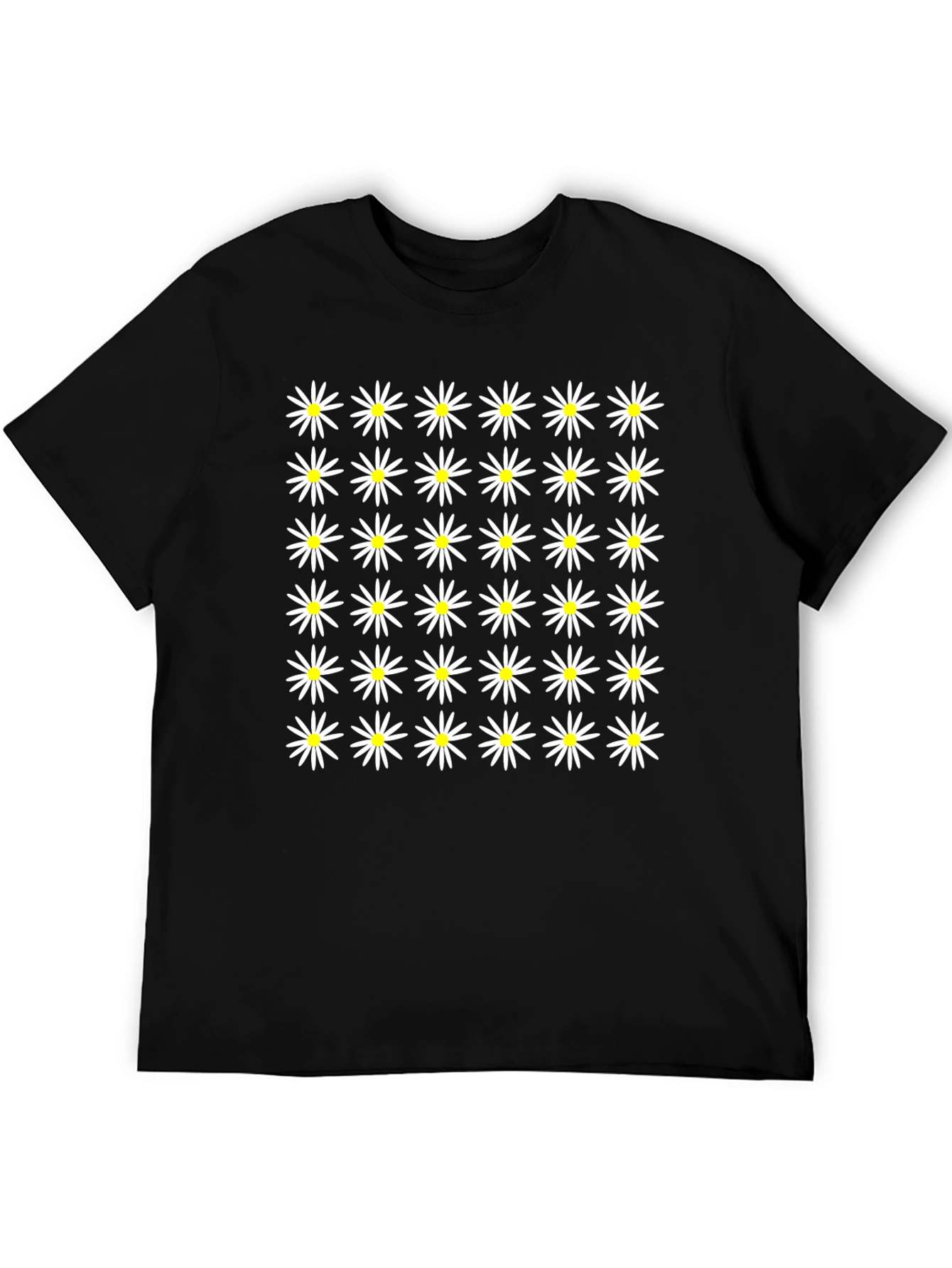 Black Daisy Pattern Black Tee view 5