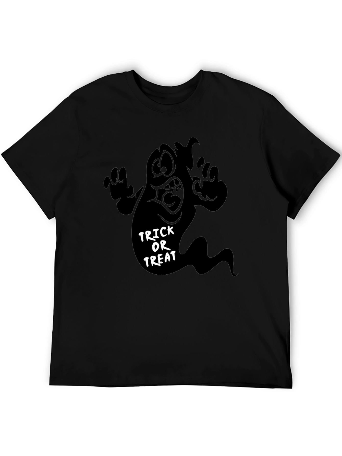Black Halloween Ghost Trick or Treat Black T-Shirt view 5