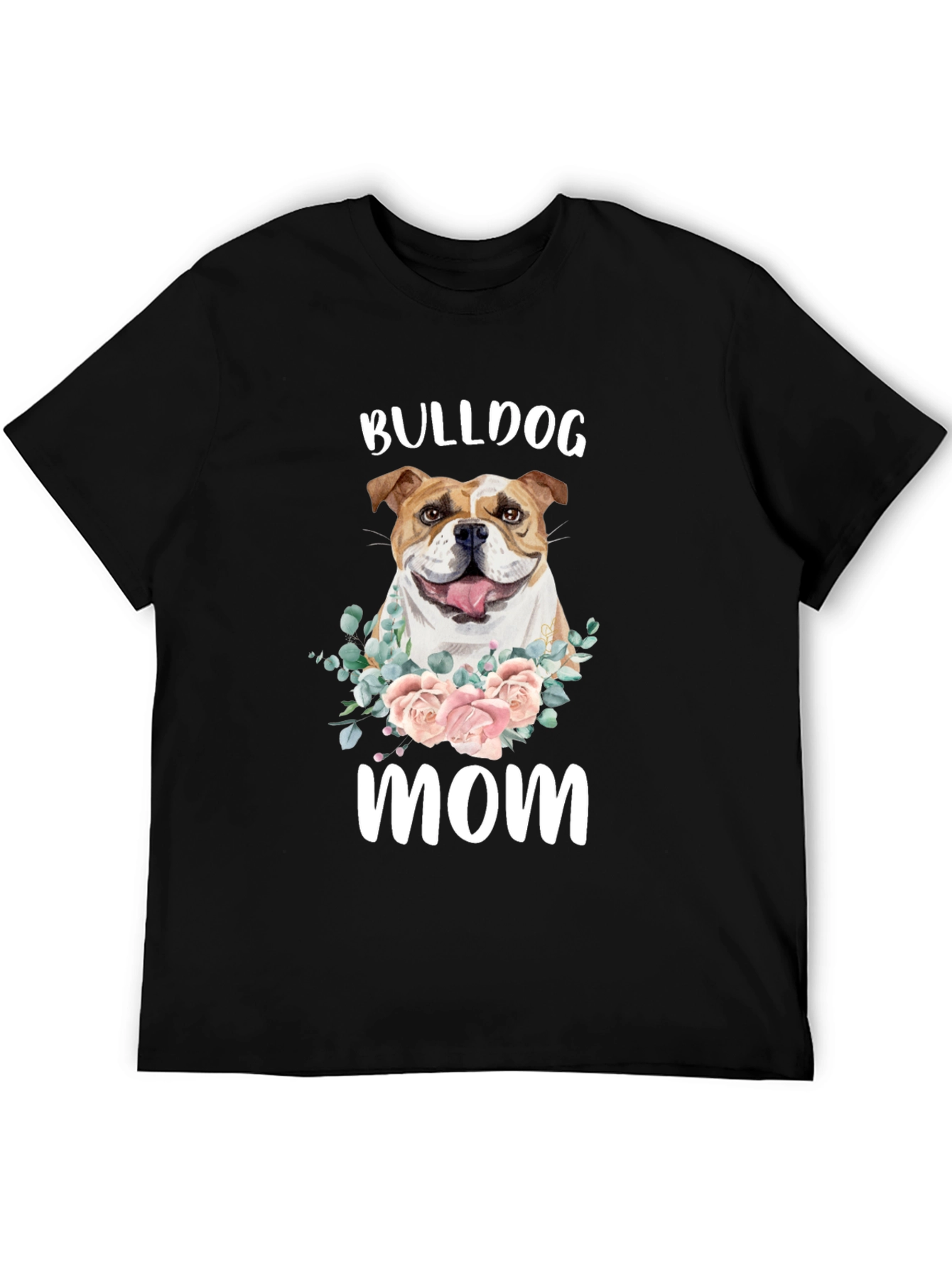 Black Bulldog Mom T-Shirt - Floral Dog Lover Tee view 5