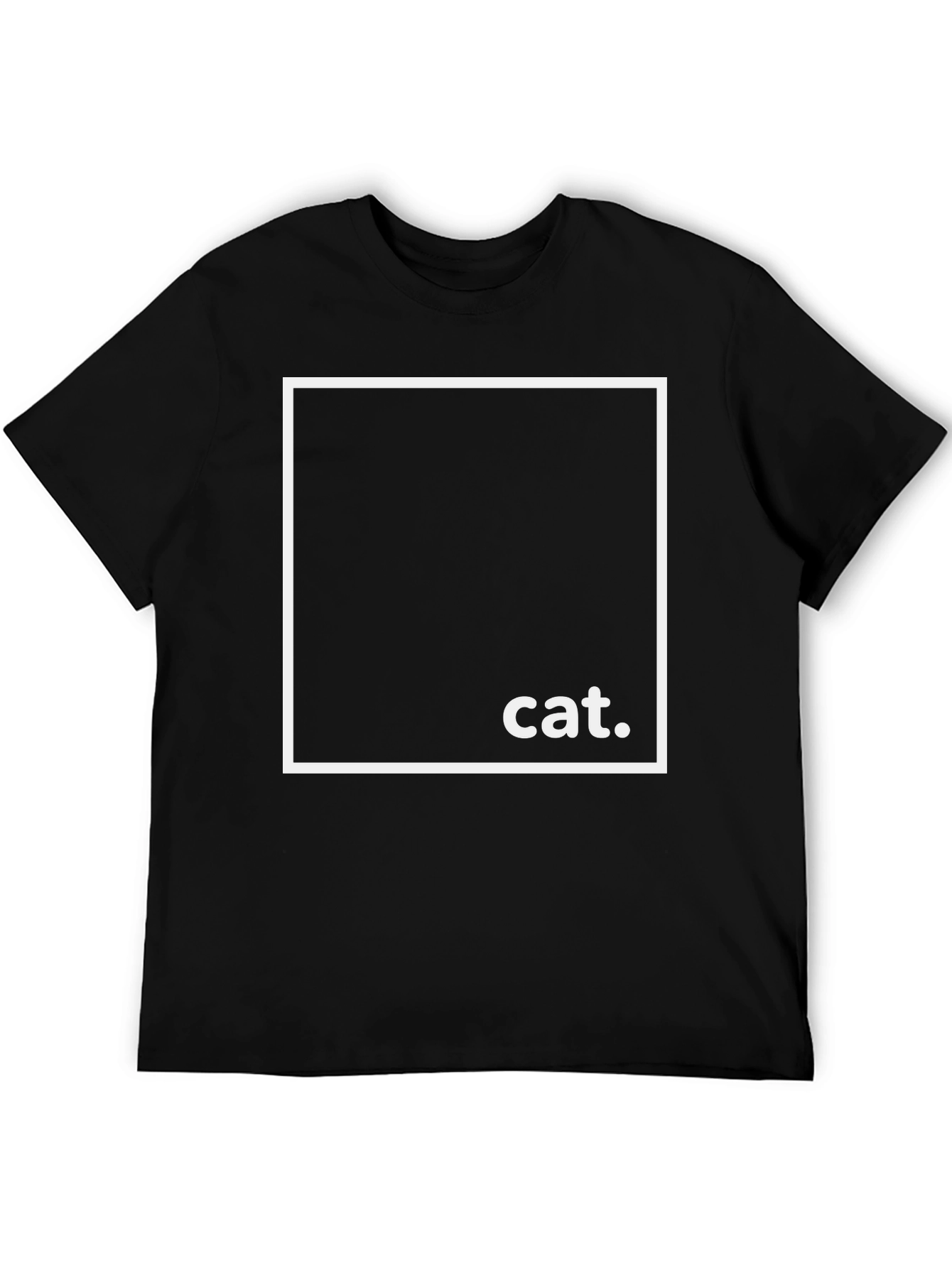 Black Minimalist Cat Tee - Black Graphic T-Shirt view 5