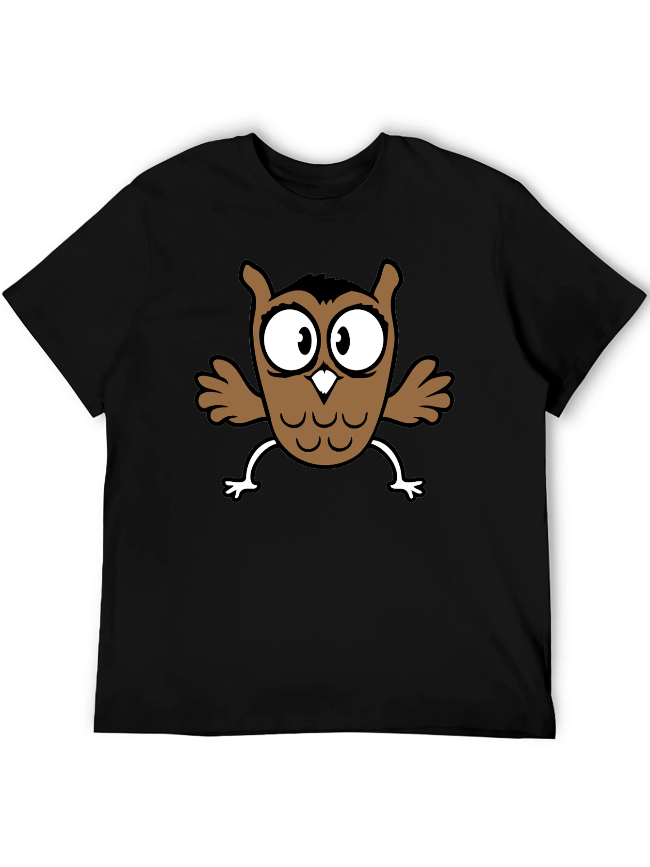 Black Cartoon Owl Graphic Black T-Shirt view 5