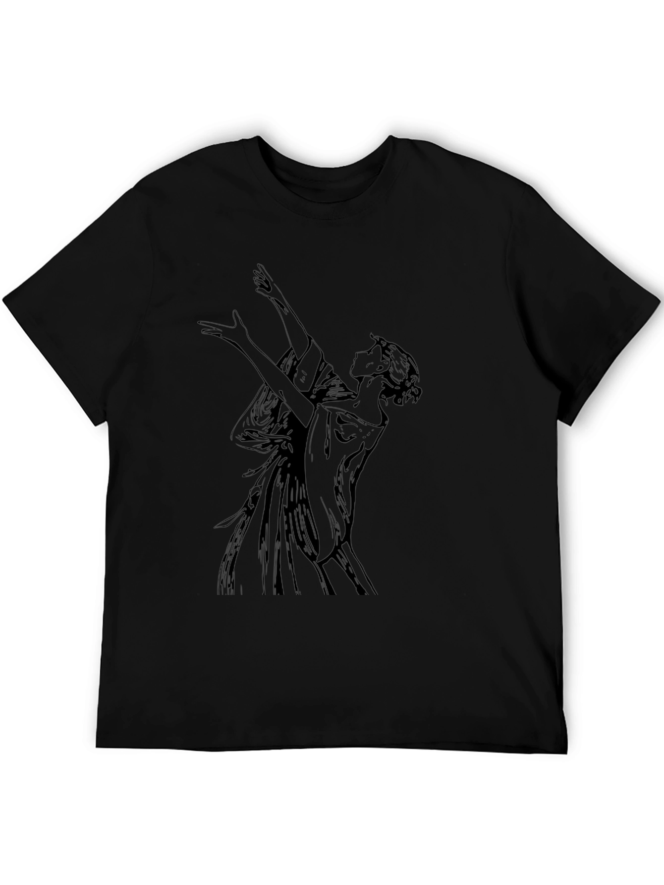Black Elegant Woman Graphic Black T-Shirt view 5