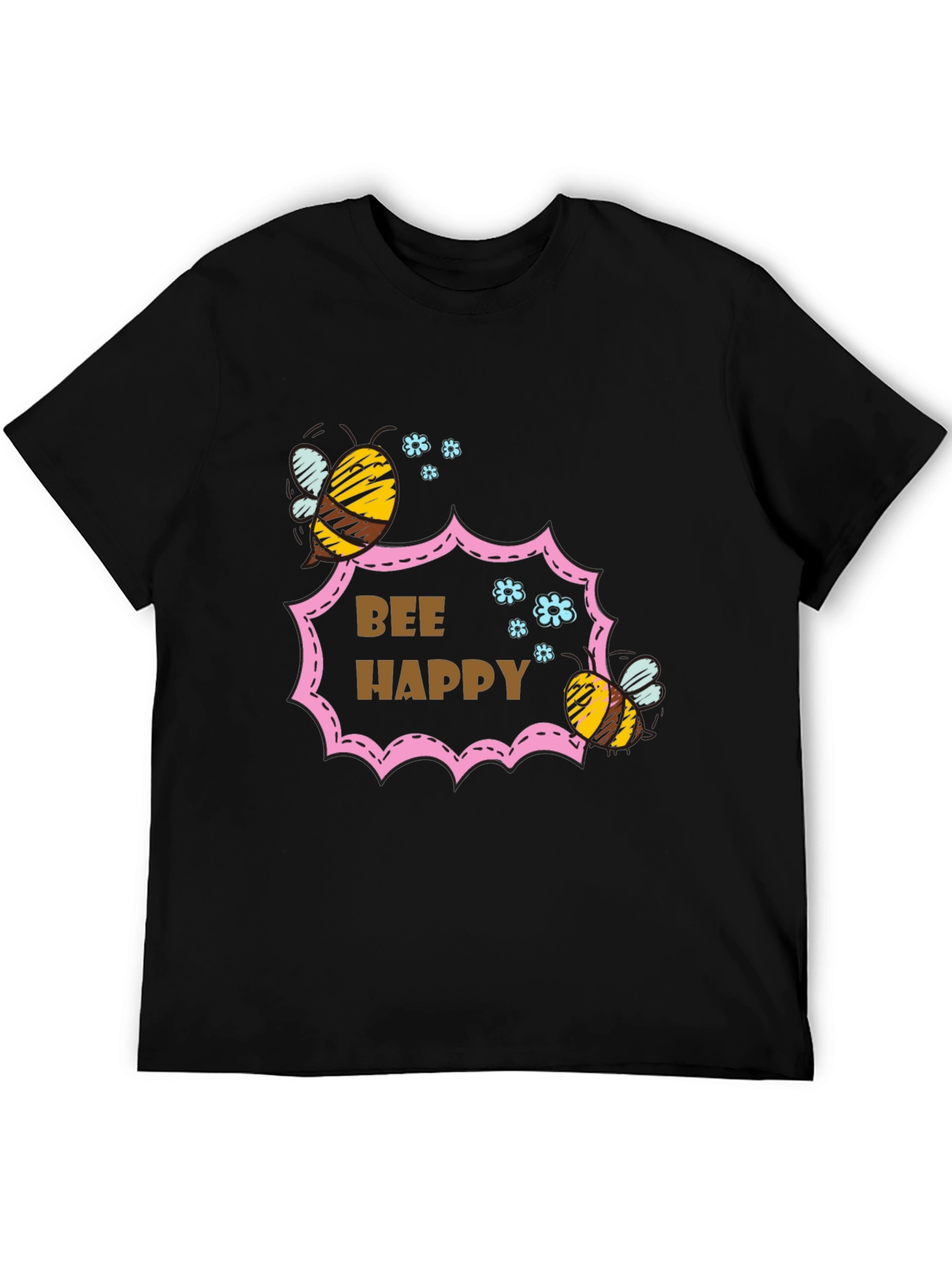 Black Bee Happy Graphic T-Shirt - Stylish Cotton Tee view 5