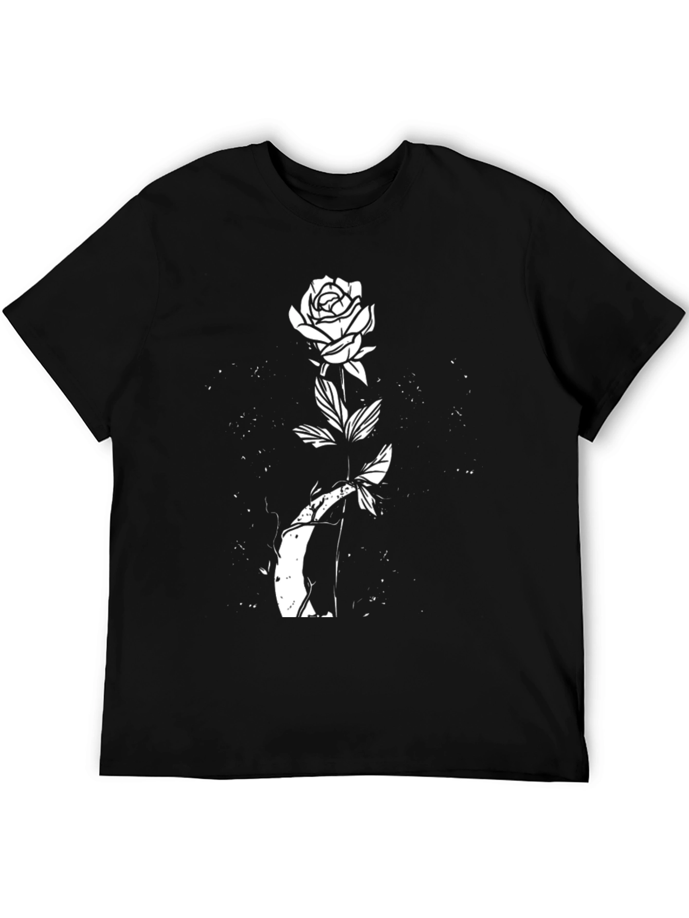 Black Black Rose Graphic T-Shirt - Unique Floral Design view 5