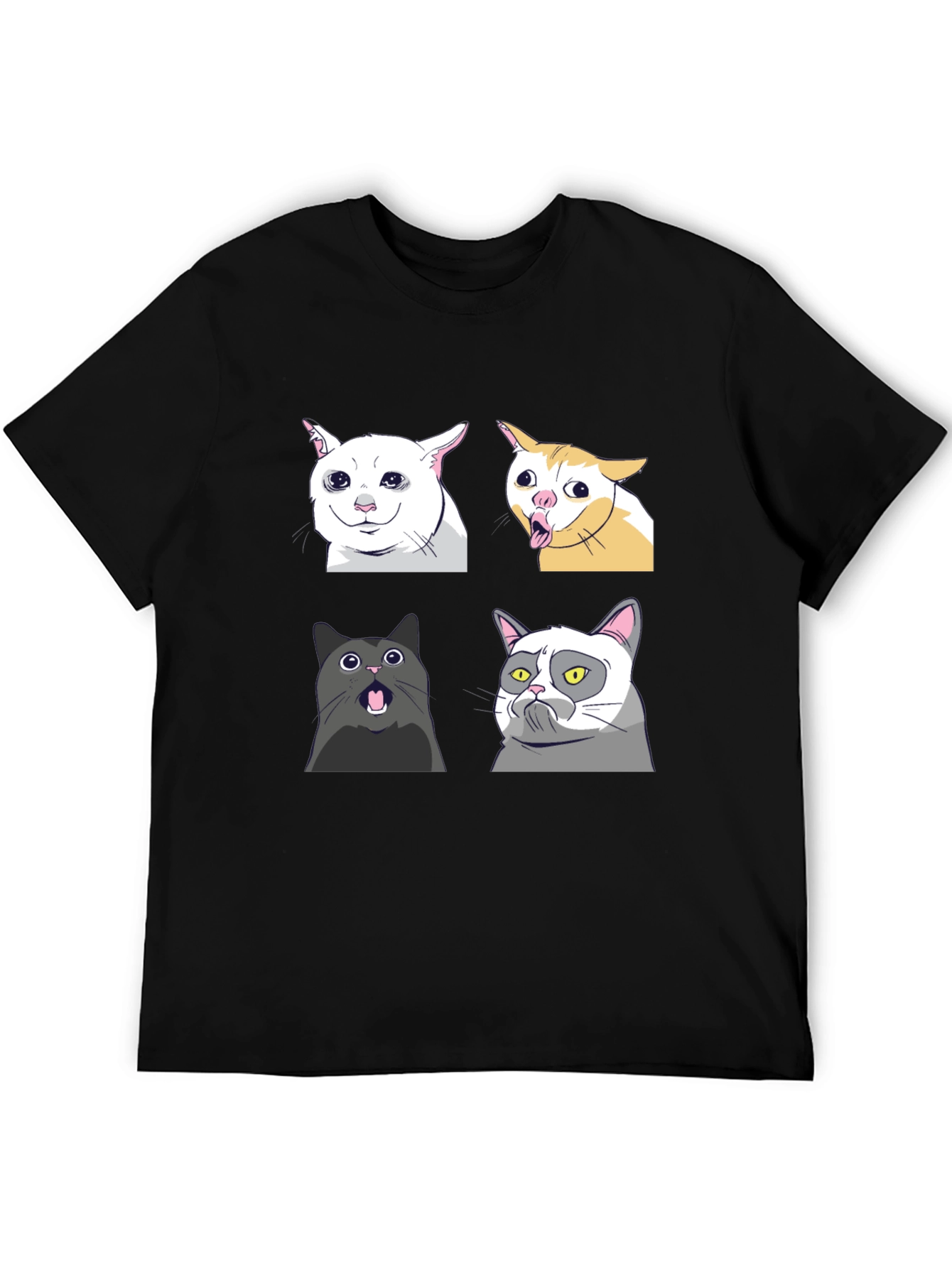 Black Meme Cats Black T-Shirt - Funny Graphic Tee view 5