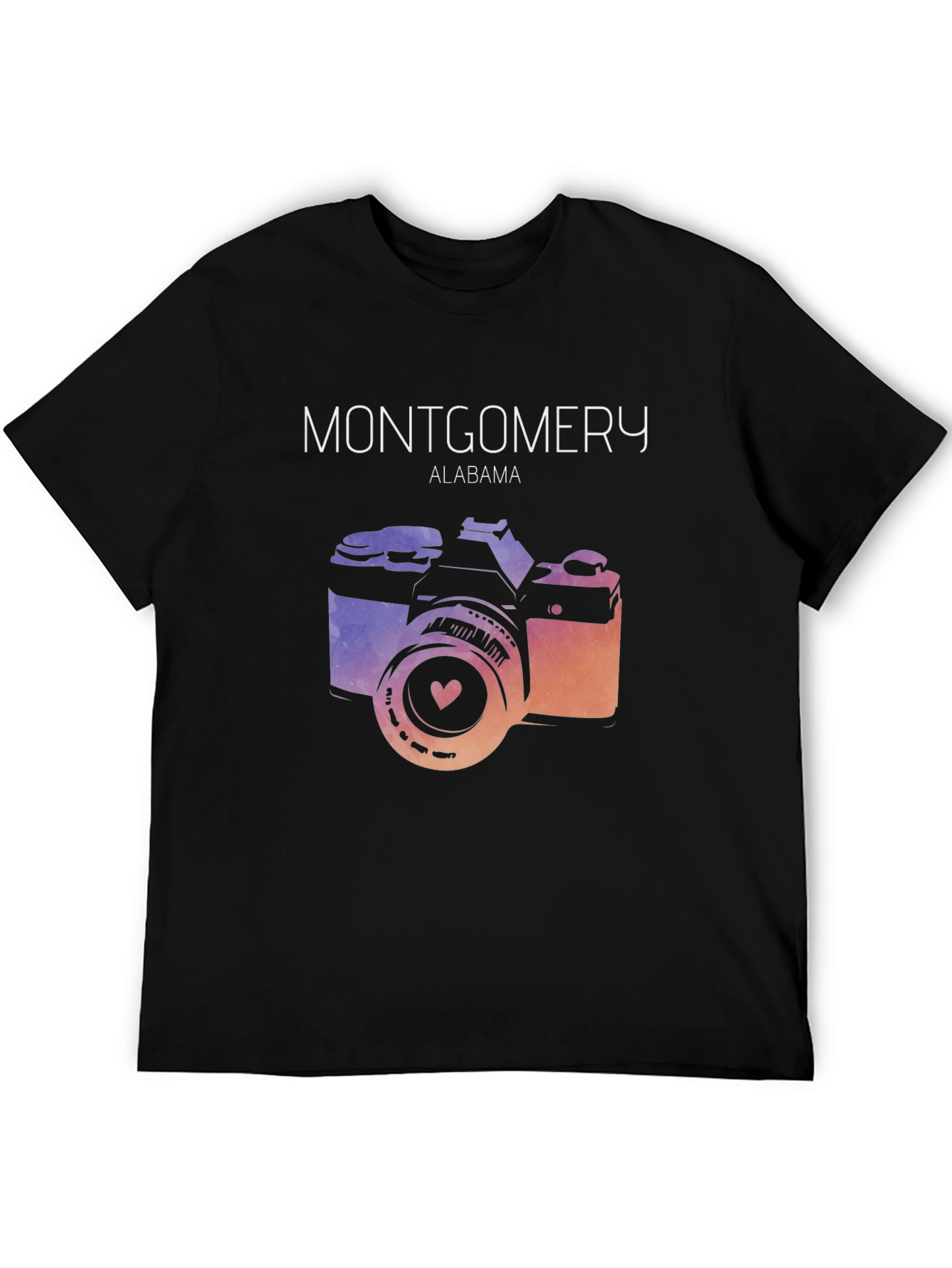 Black Montgomery Alabama Vintage Camera Graphic T-Shirt view 5