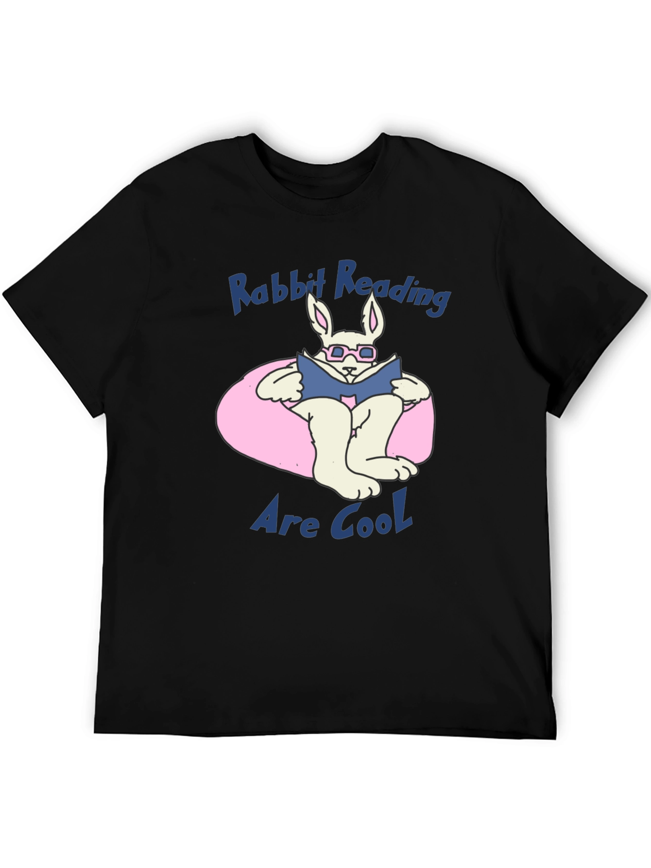 Black Rabbit Reading Book Graphic T-Shirt view 5