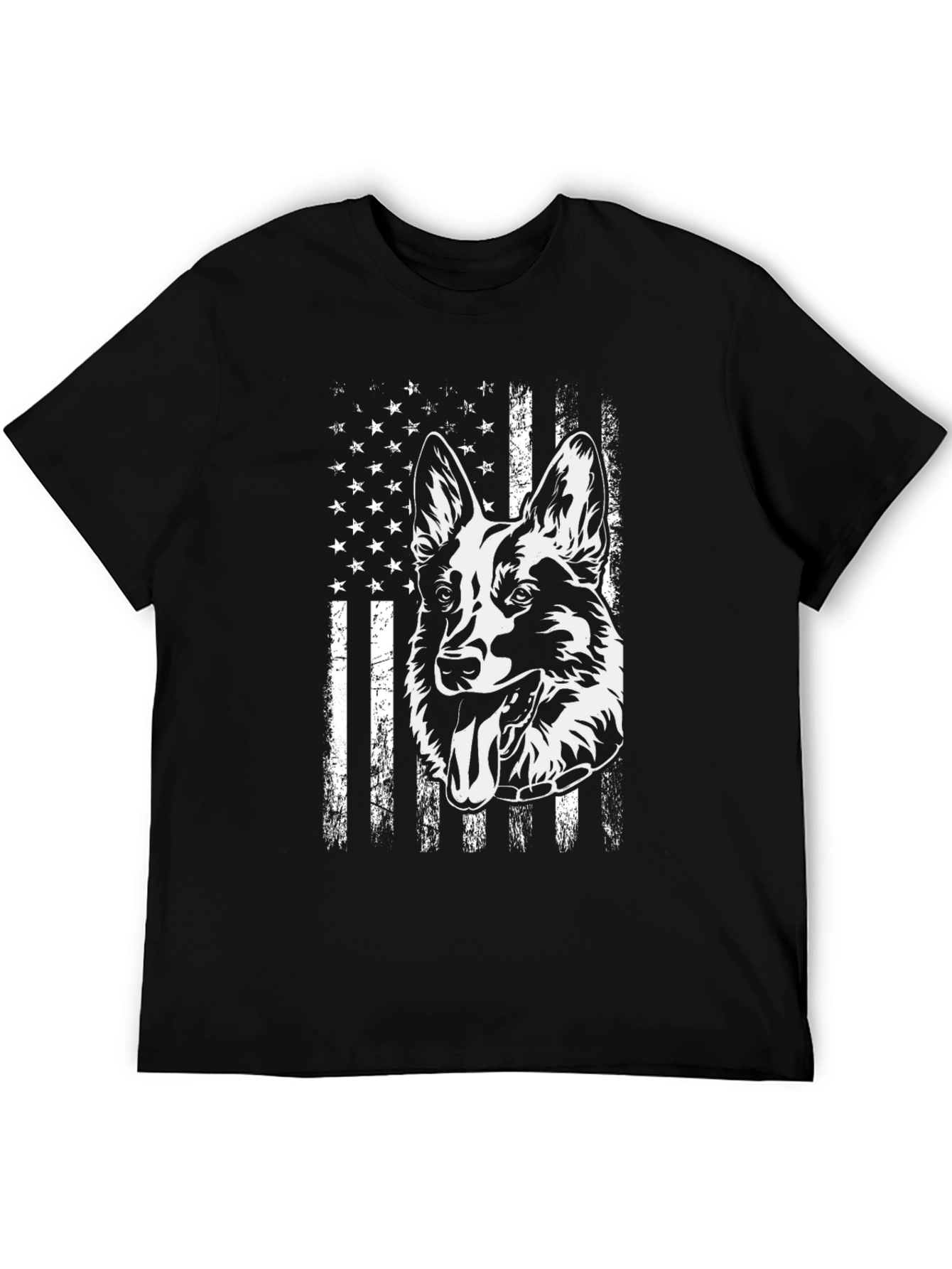 Black German Shepherd American Flag Graphic Tee view 5