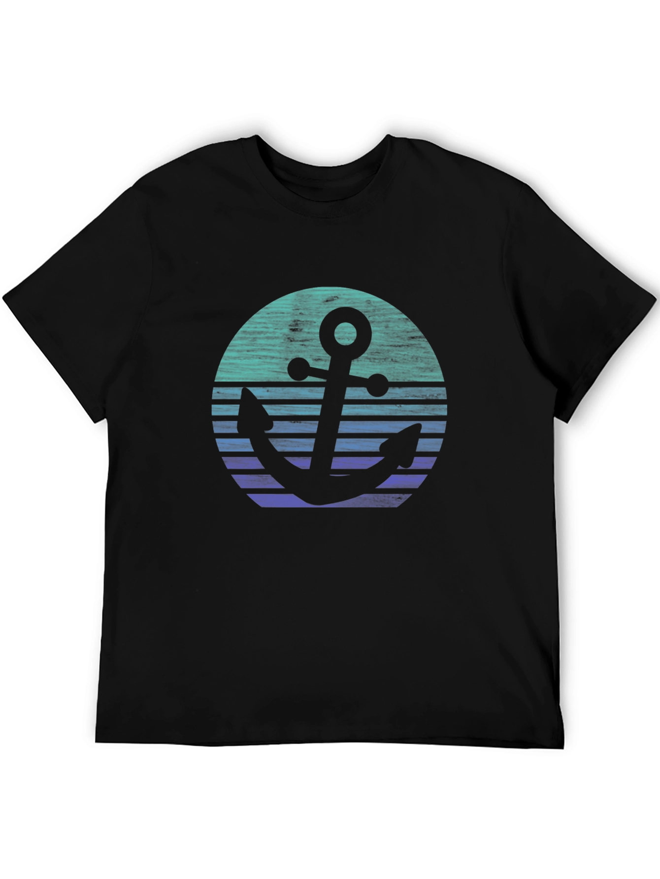 Black Anchor Graphic Print Crew Neck T-Shirt view 5