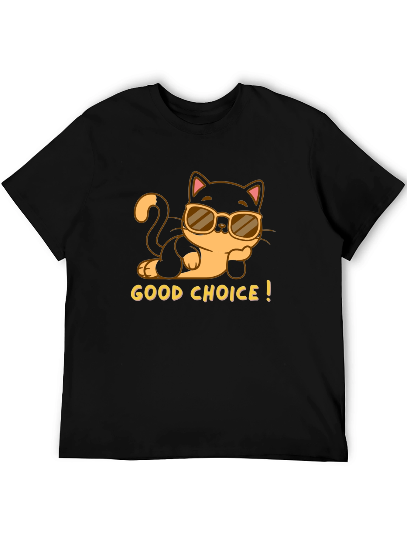 Black Cool Cat Tee: "Good Choice!" Black T-Shirt view 5