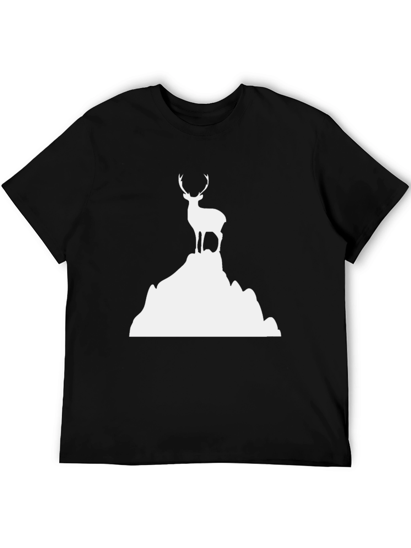 Black Deer Mountain Graphic Tee - Black Cotton Shirt view 5