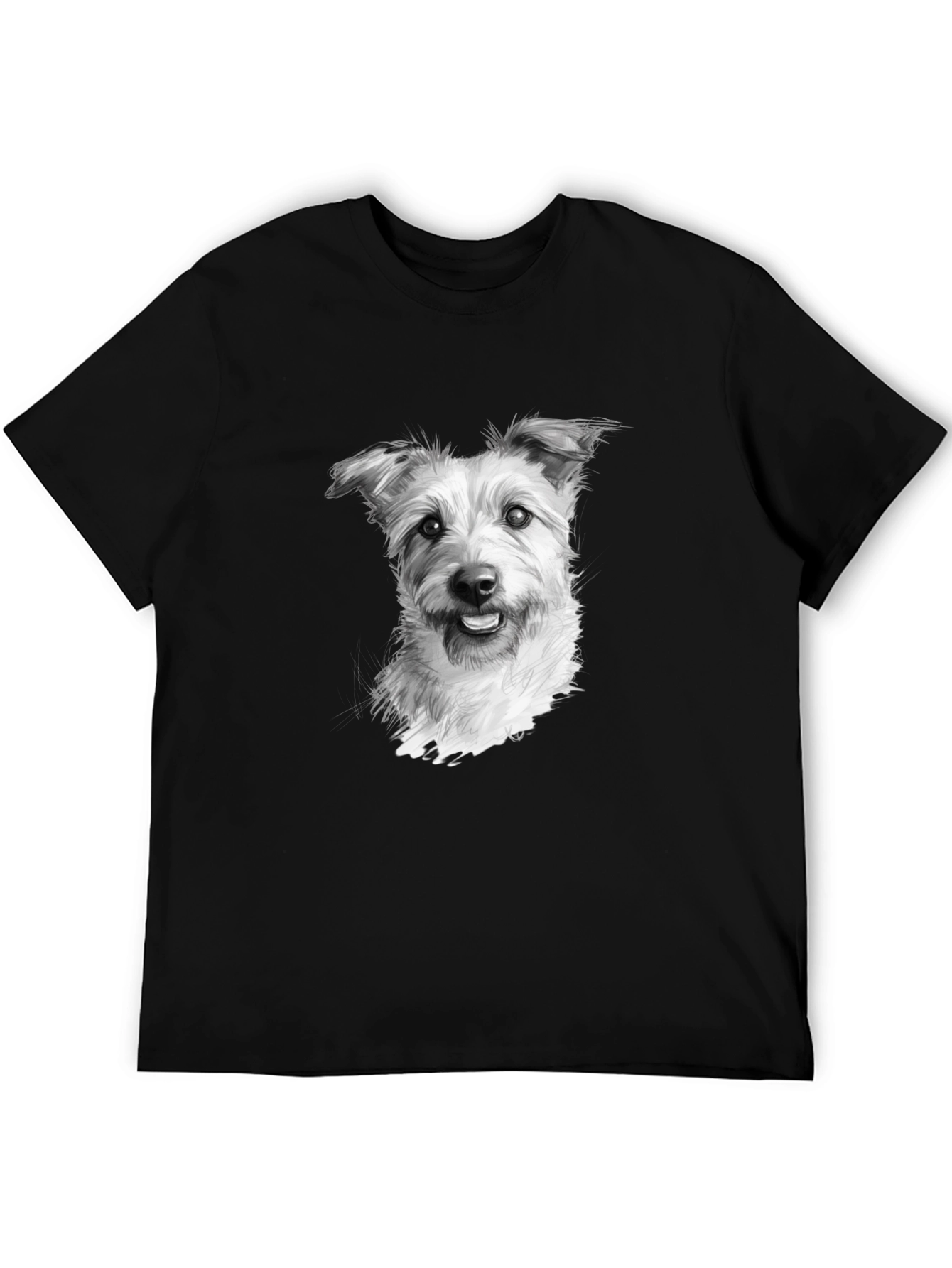 Black Dog Portrait Graphic Black T-Shirt view 5