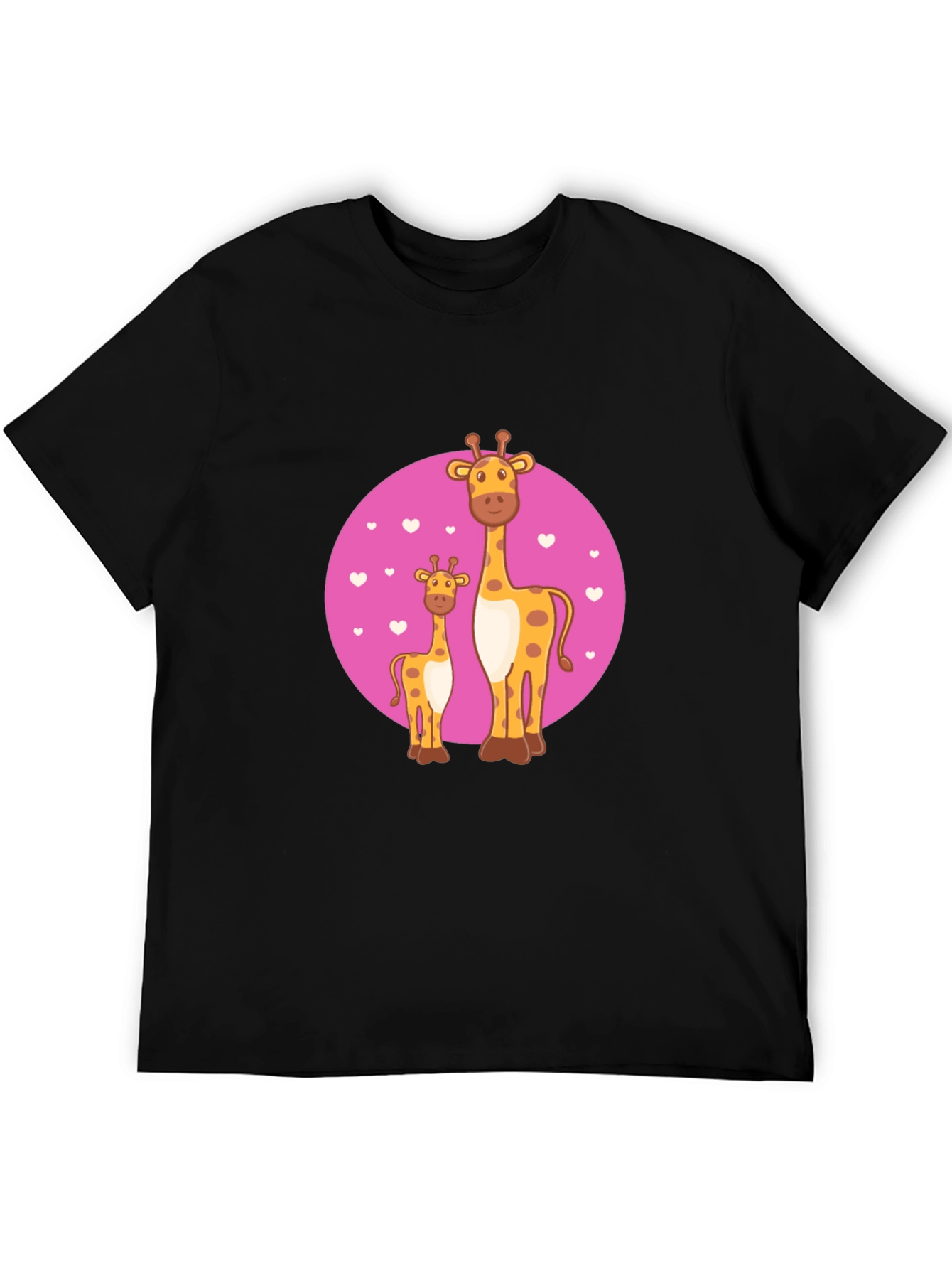Black Giraffe Family Graphic Tee - Black Cotton Comfort view 5