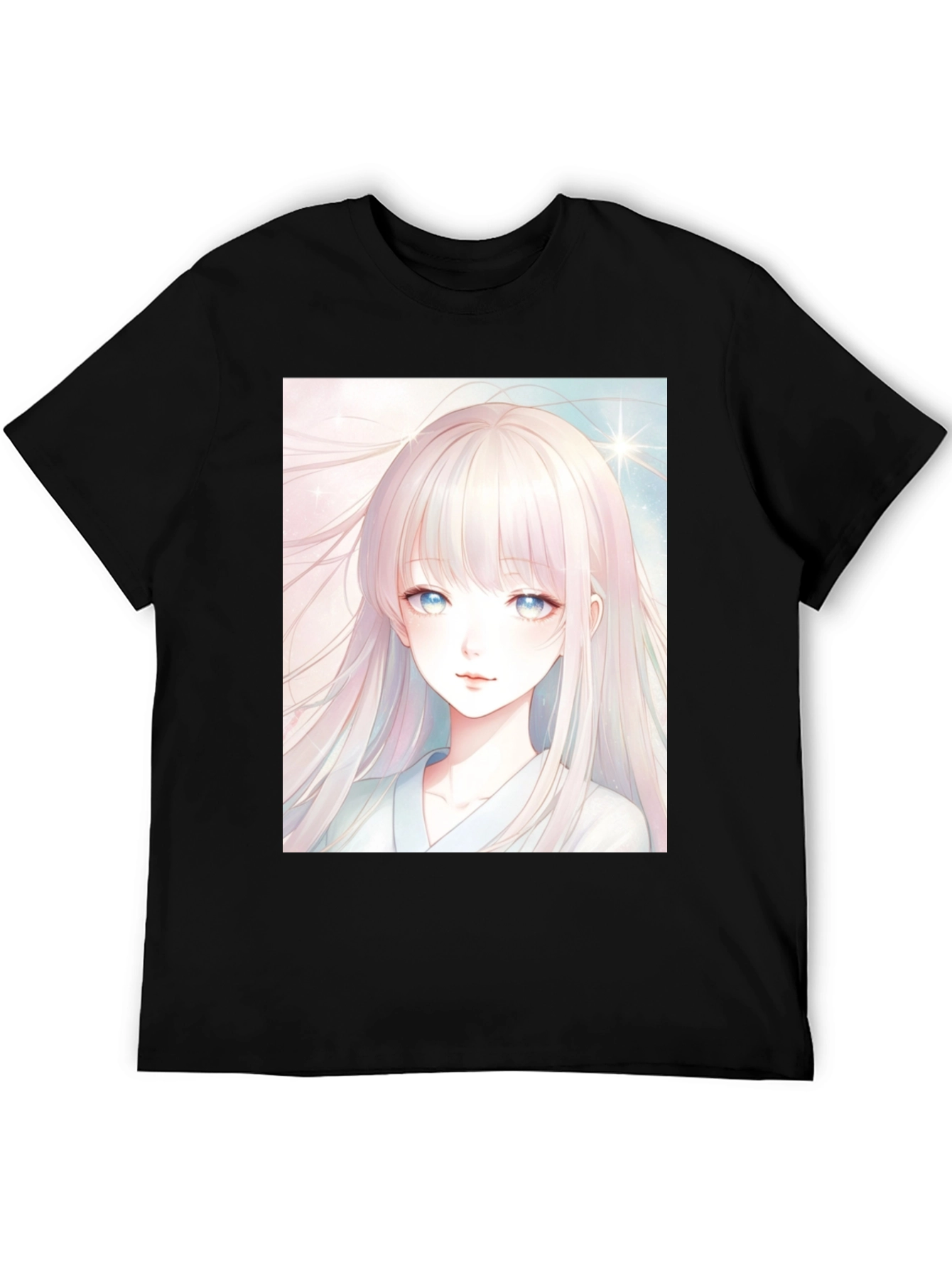 Black Anime Girl Graphic Black T-Shirt view 5