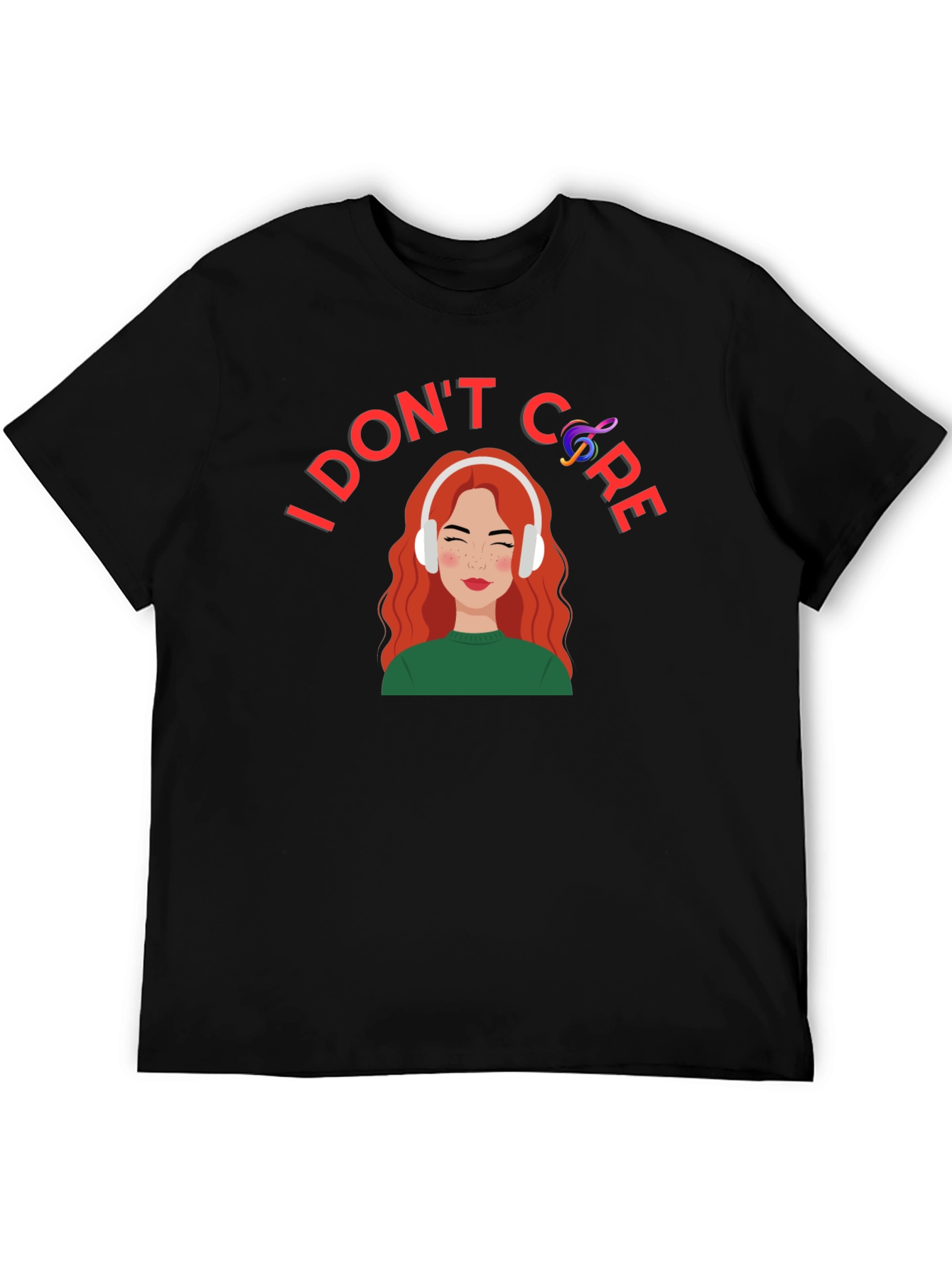 Black I Don't Care T-Shirt: Music Lover Graphic Tee view 5
