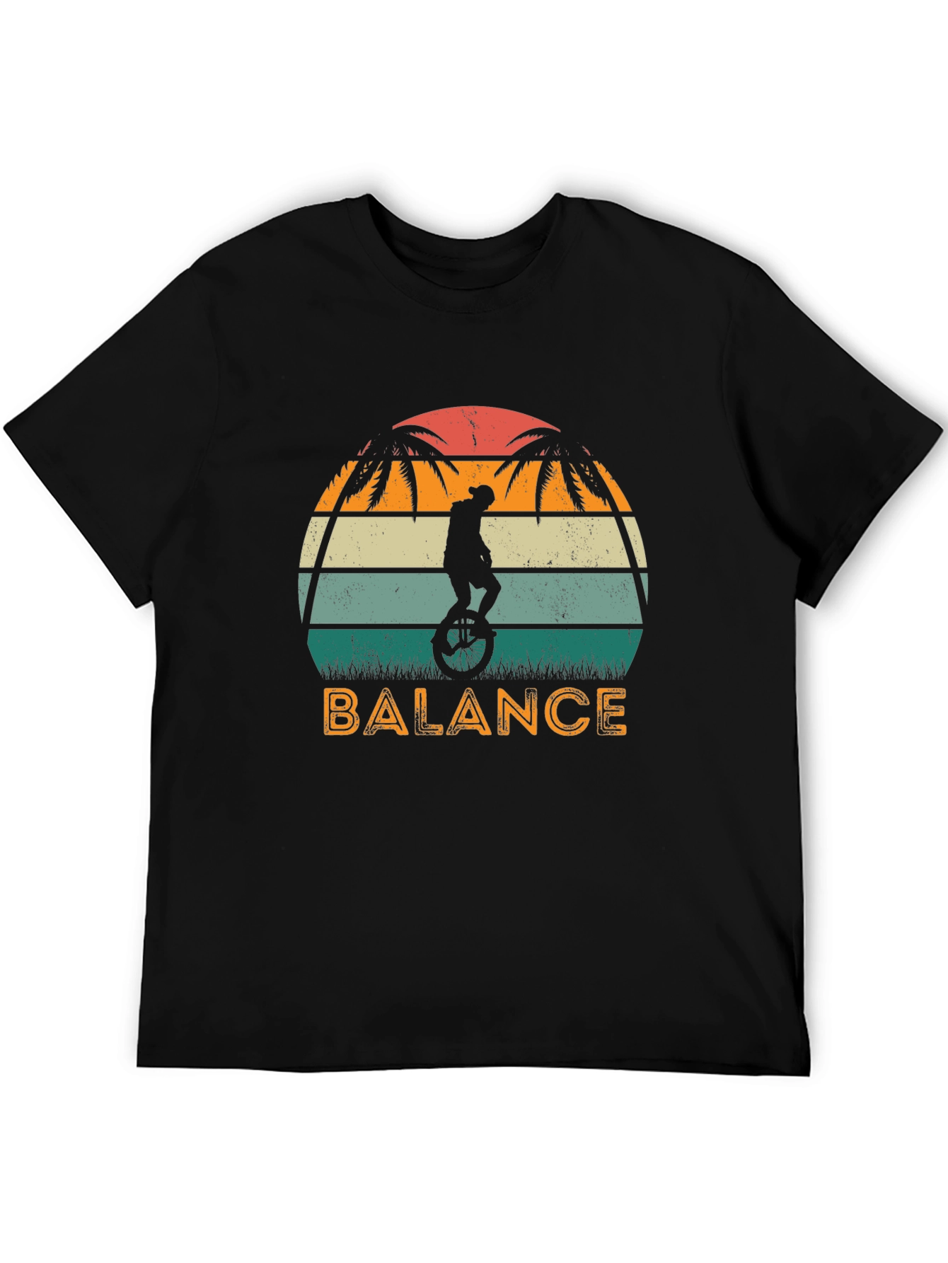 Black Retro Balance Unicycle Graphic T-Shirt view 5