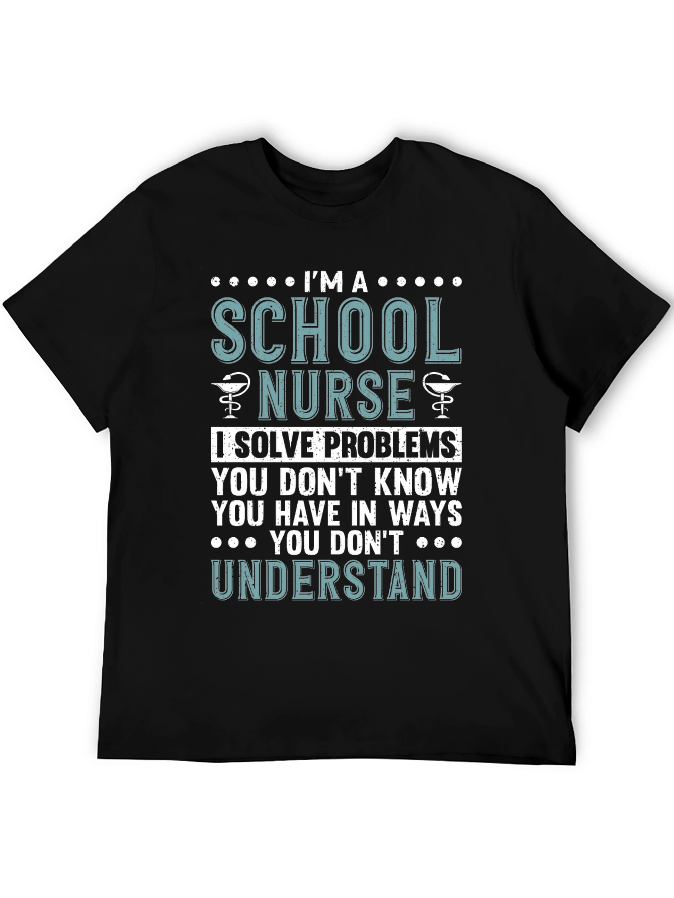Black School Nurse Graphic T-Shirt - I Solve Problems Tee view 5