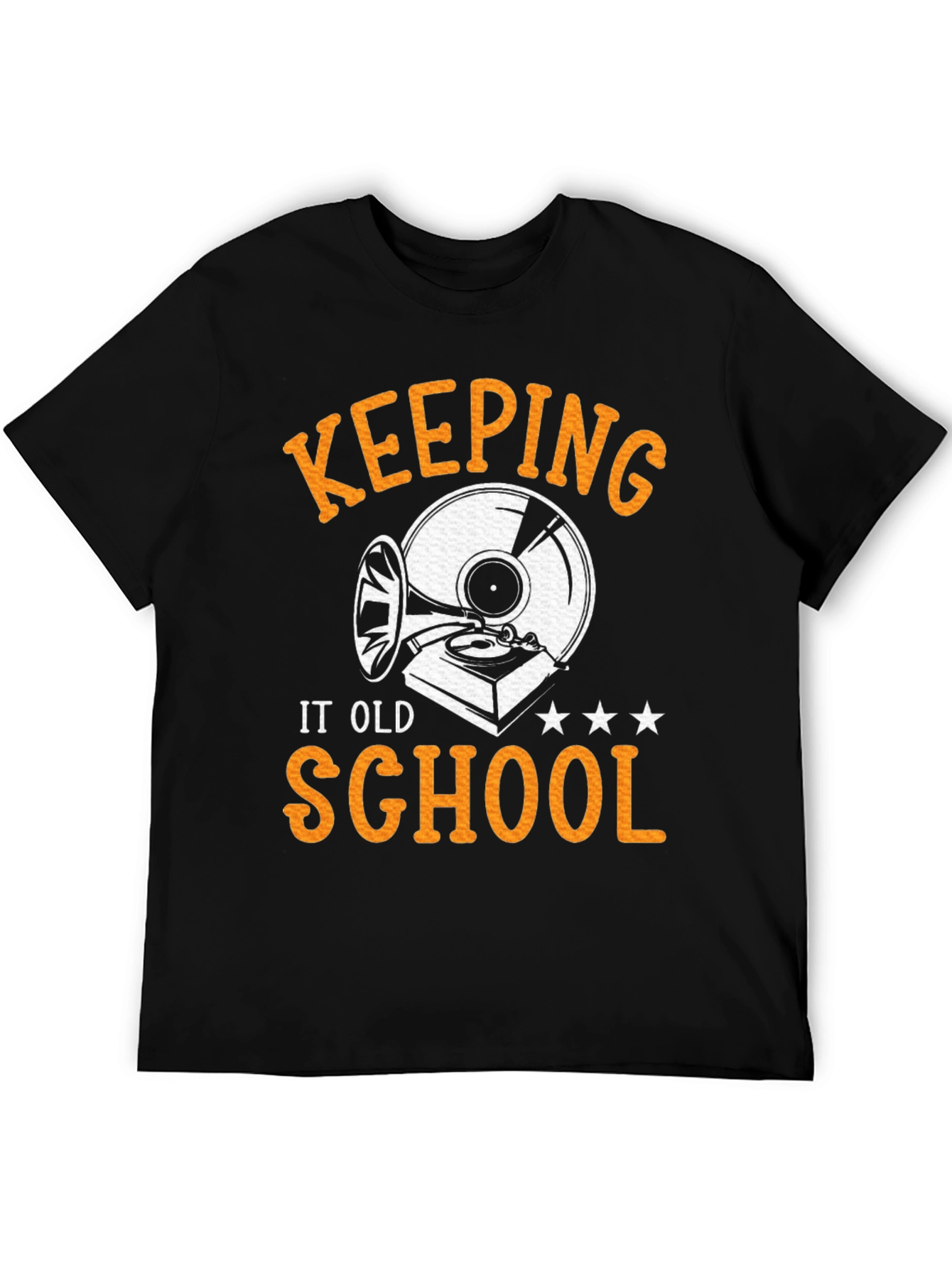 Black Keeping It Old School Tee - Vintage Record Player Design view 5
