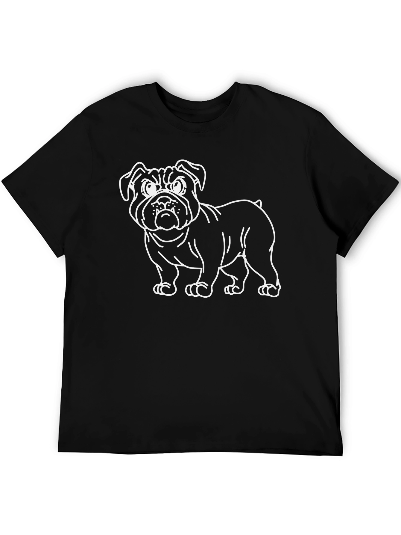 Black Bulldog Outline Graphic Tee - Black Cotton Blend Shirt view 5