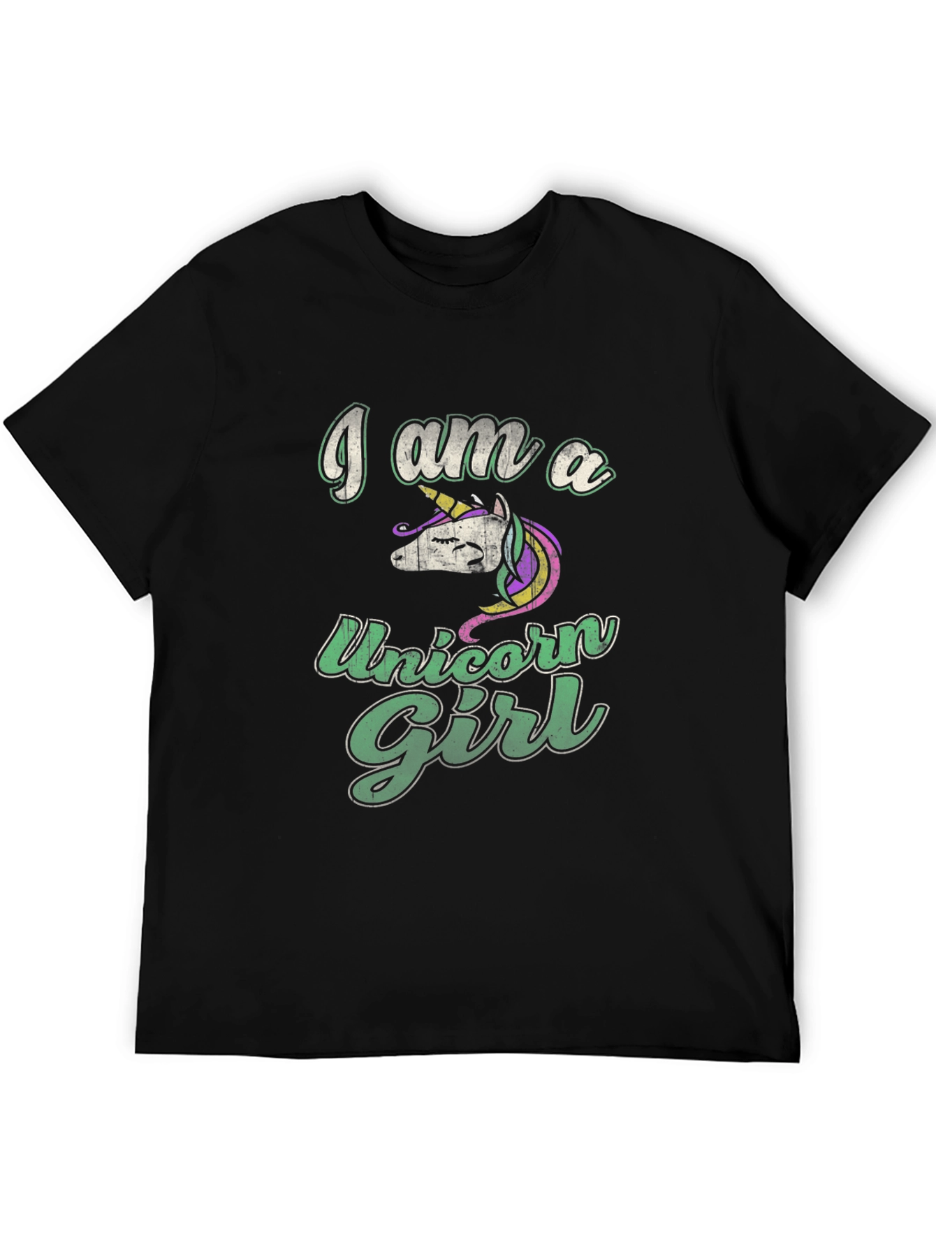 Black I Am A Unicorn Girl Black T-Shirt view 5
