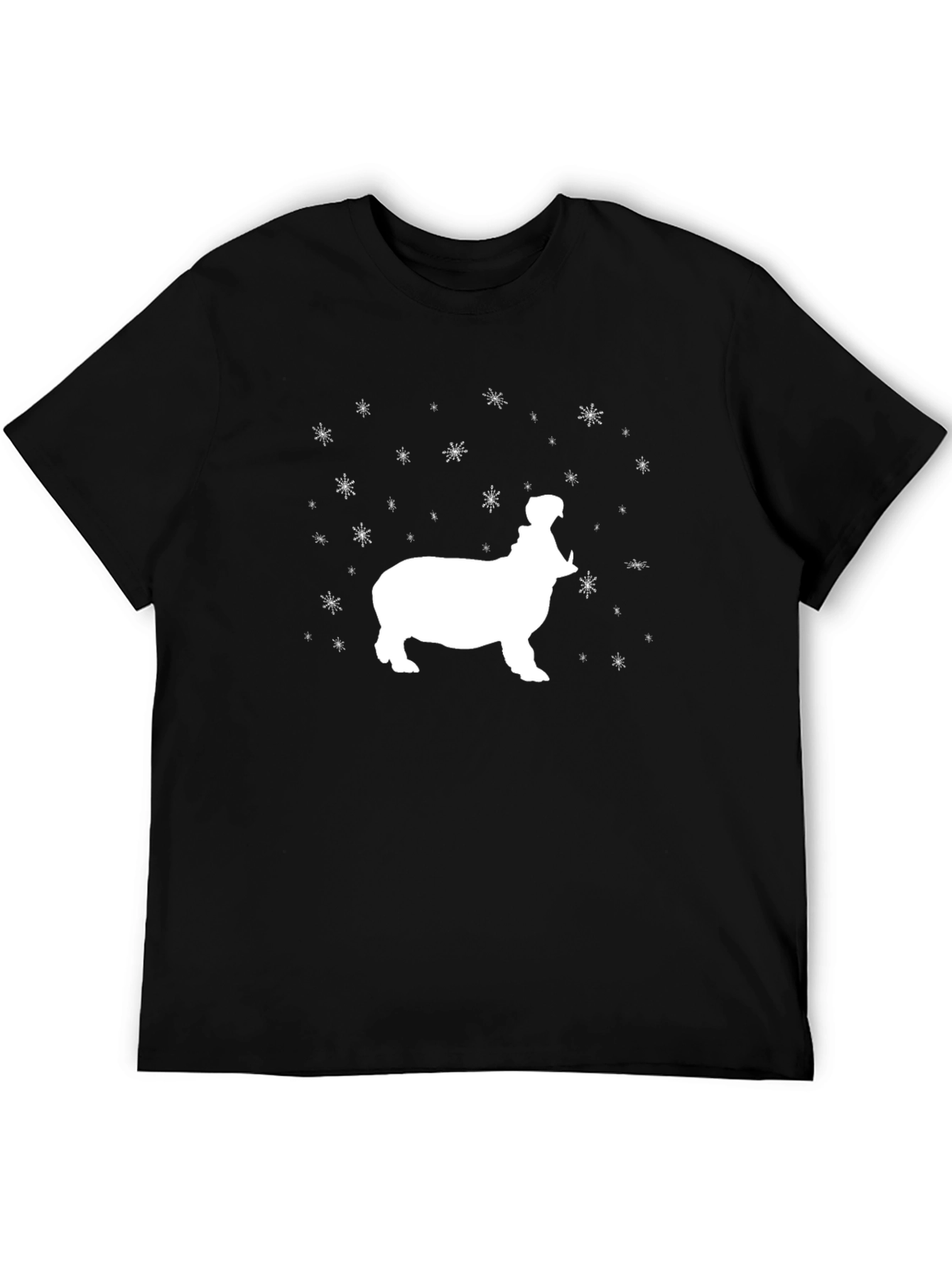 Black Hippo Snowflake T-Shirt - Black Cotton Tee view 5