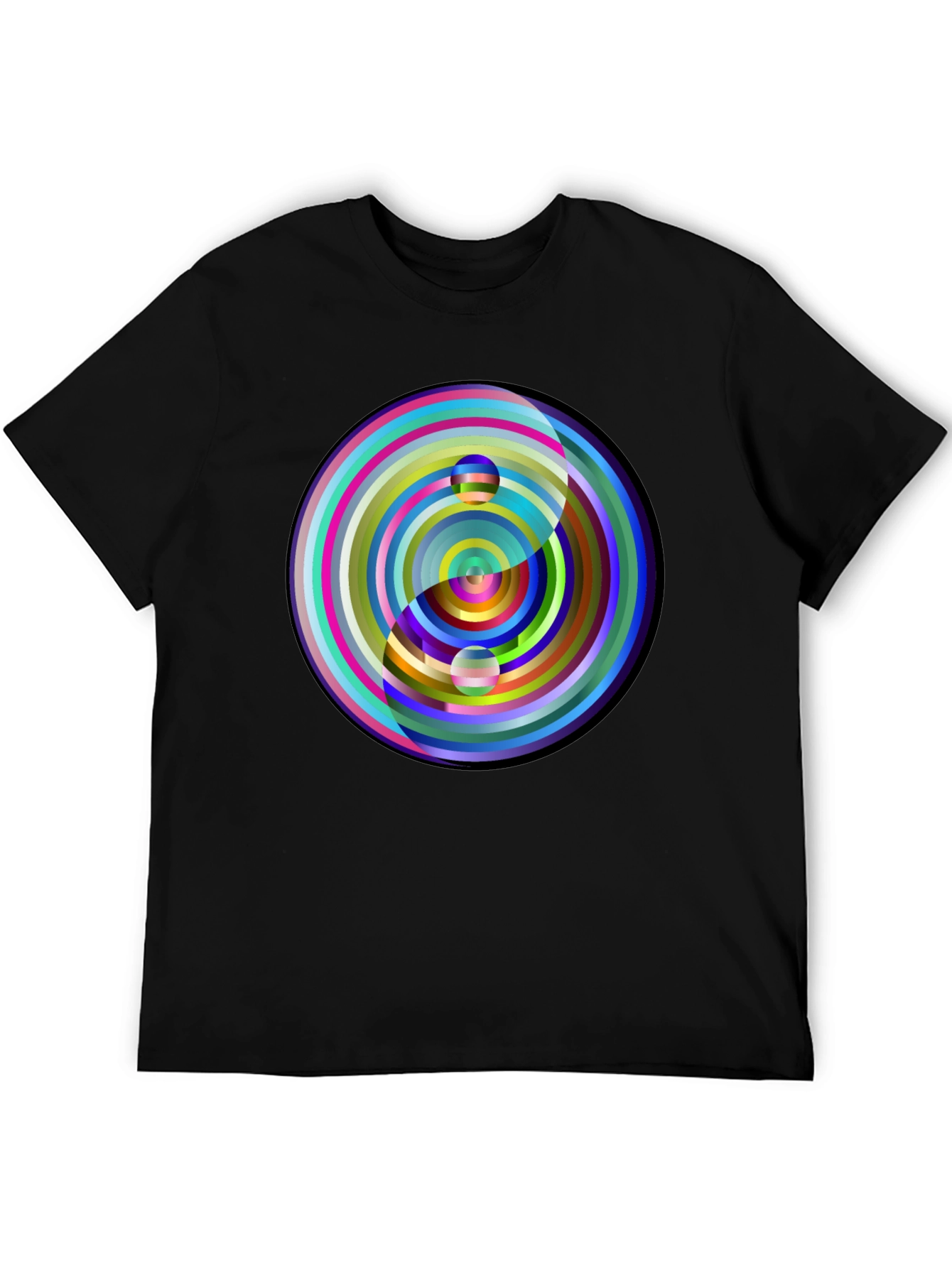 Black Yin Yang Circle Graphic Tee - Colorful, Modern Style view 5