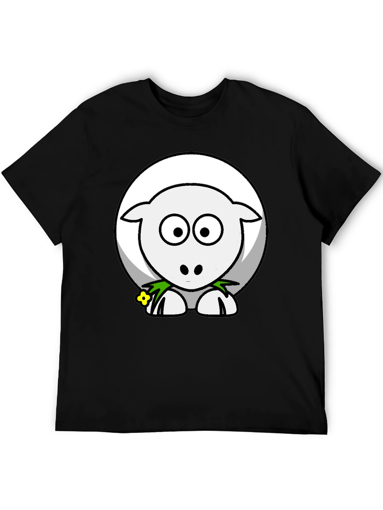 Black Cute Sheep Graphic Tee - Black Cotton Blend Shirt view 5