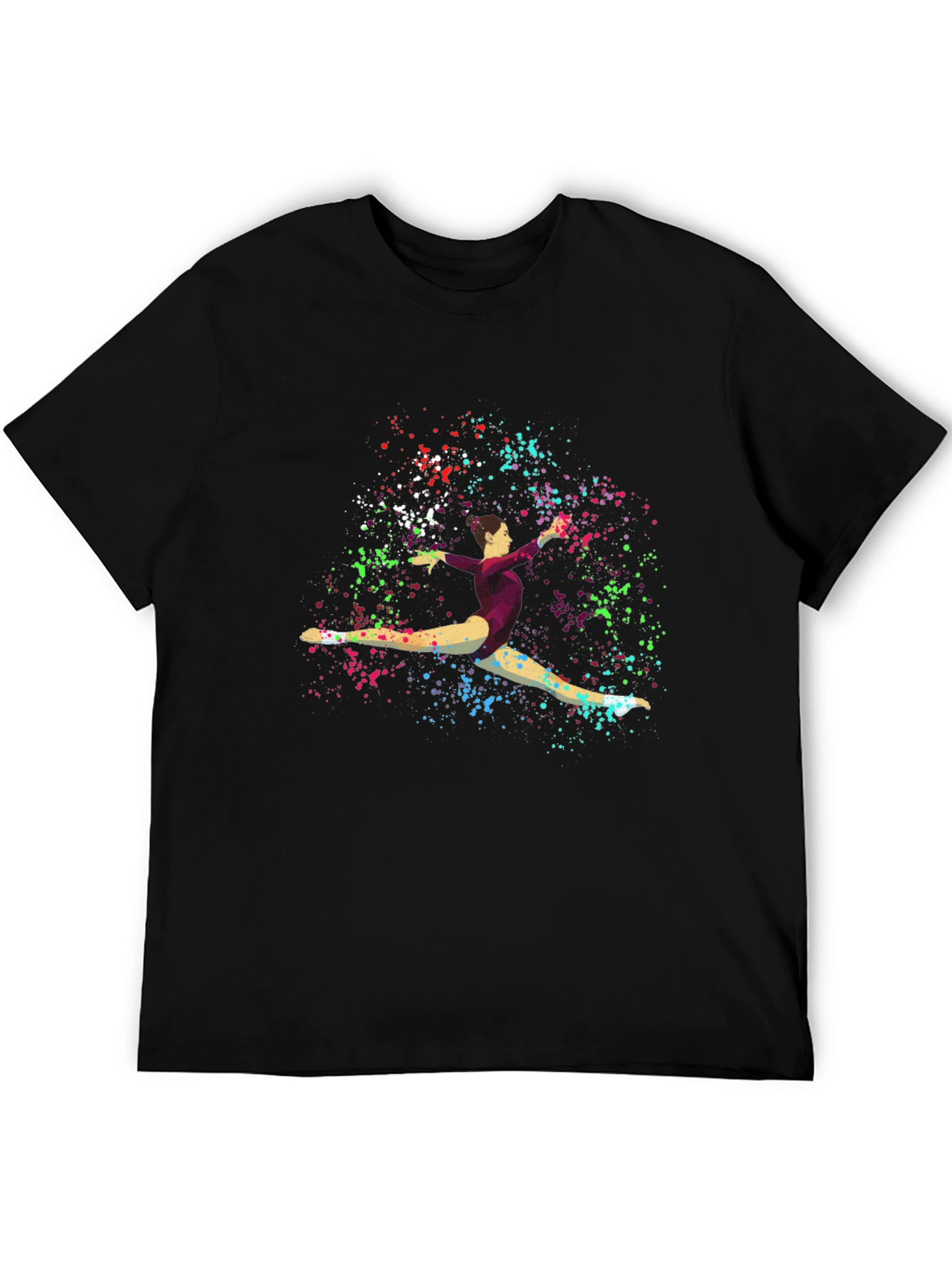 Black Gymnast Splatter Print Black T-Shirt view 5