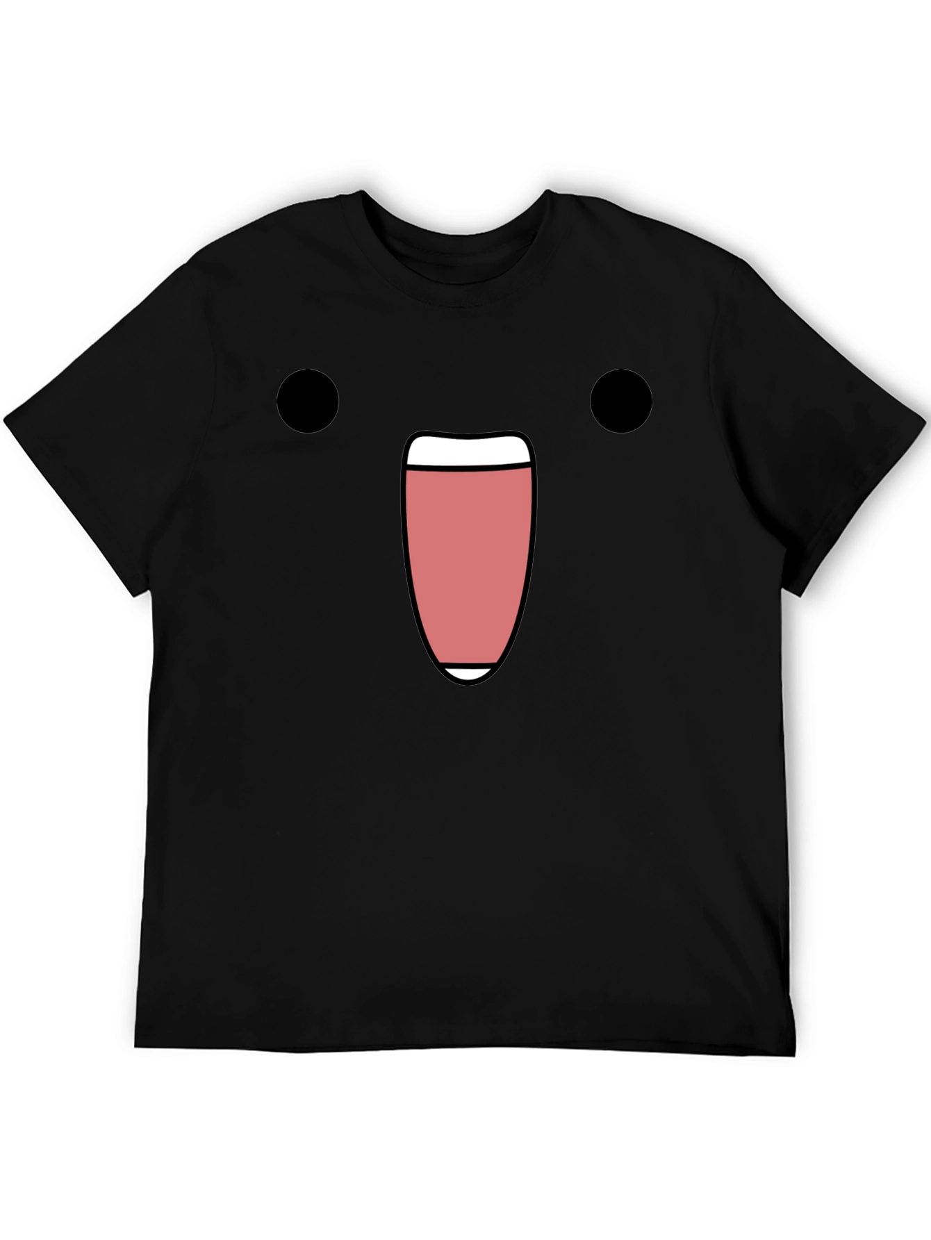 Black Funny Black T-Shirt with Cartoon Face Design view 5