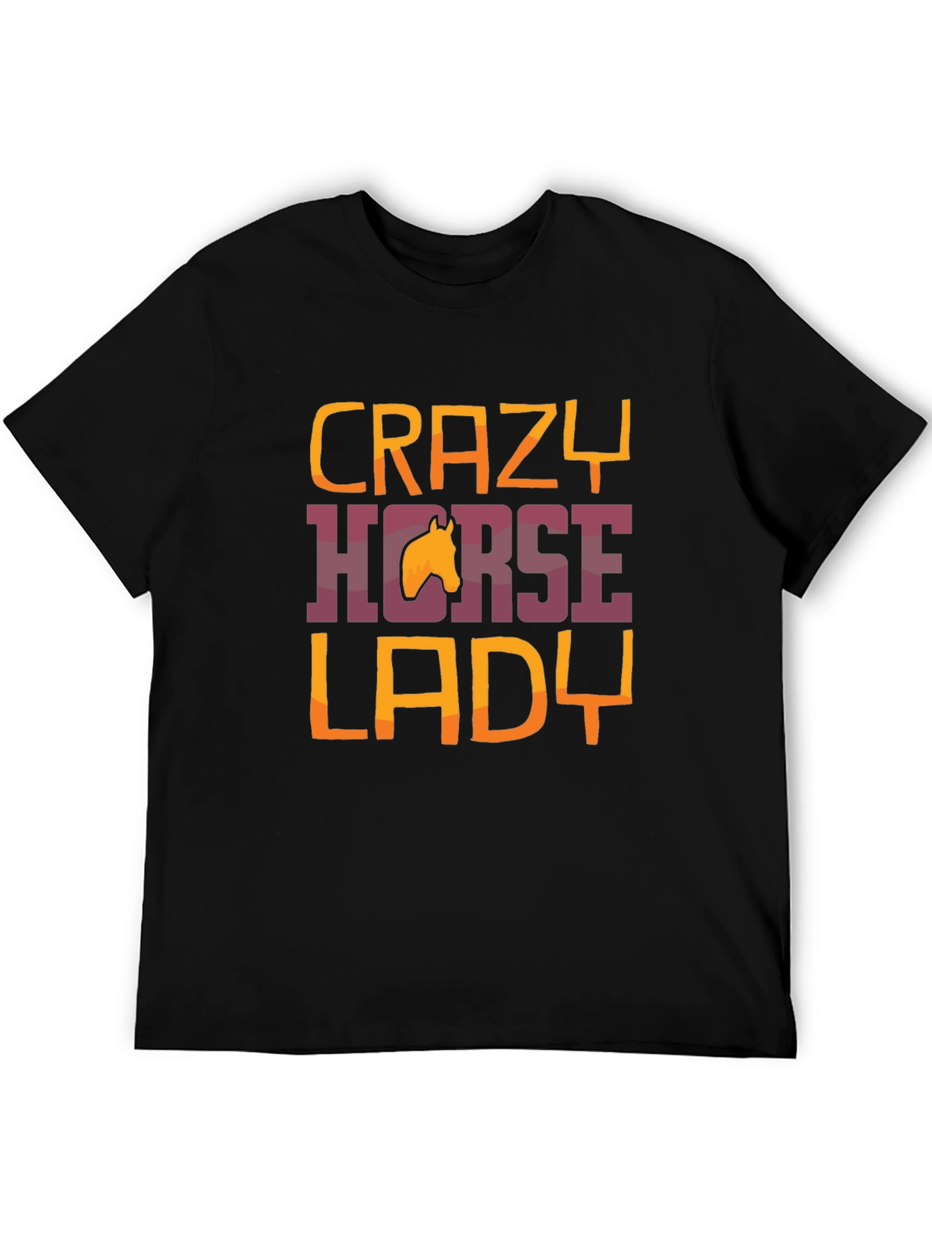 Black Crazy Horse Lady Graphic Tee - Unisex Black T-Shirt view 5
