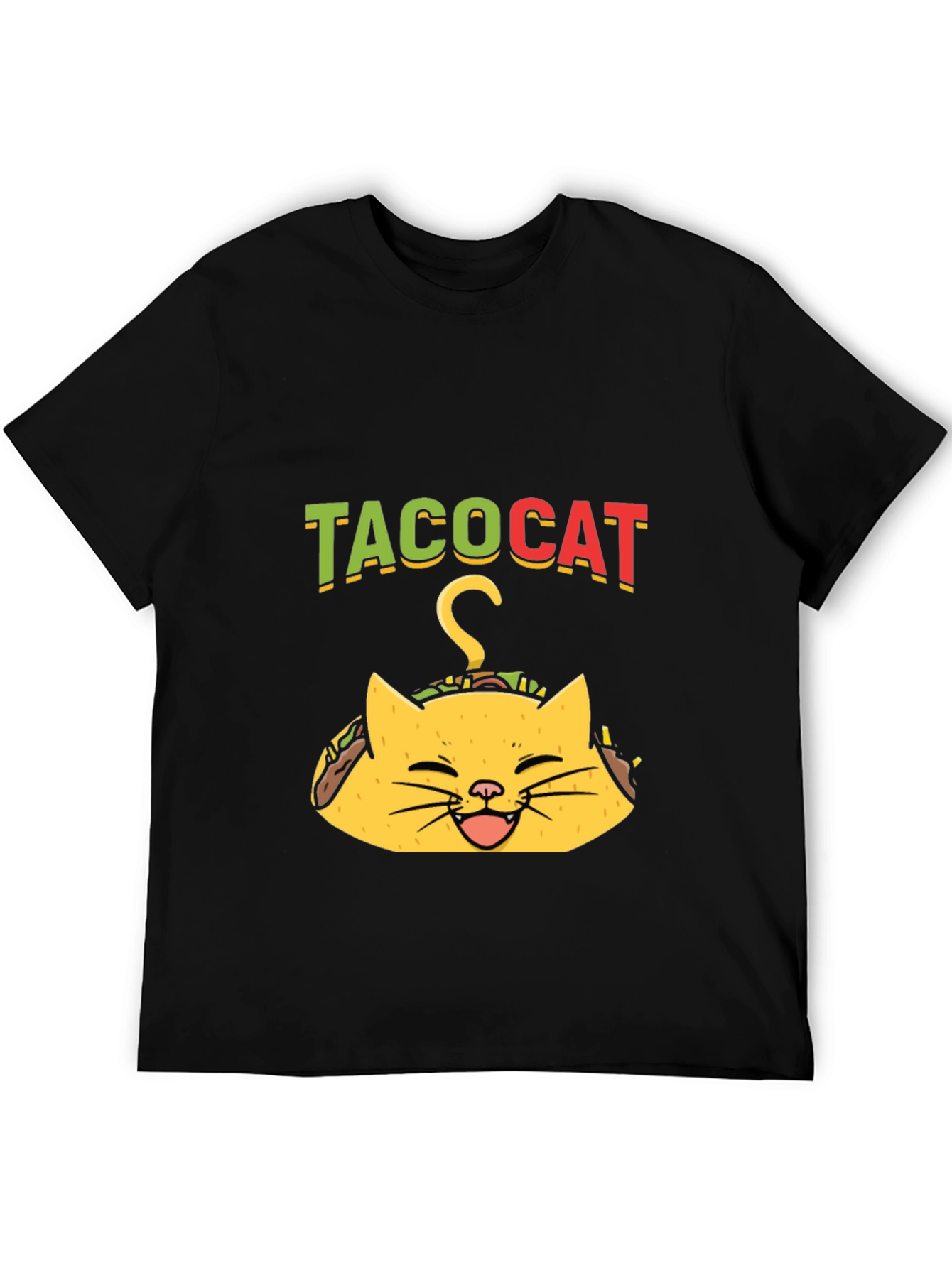 Black Taco Cat Graphic Tee - Funny Black T-Shirt view 5