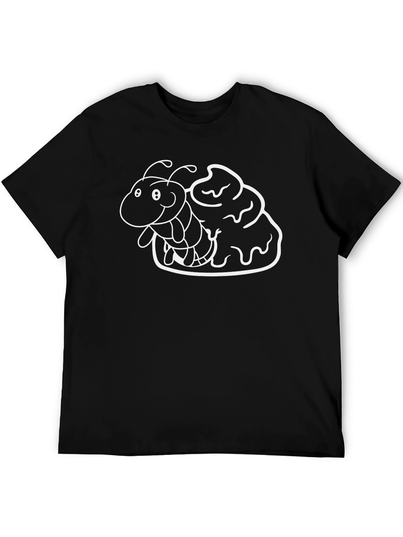 Black Cartoon Insect on Chocolate T-Shirt view 5