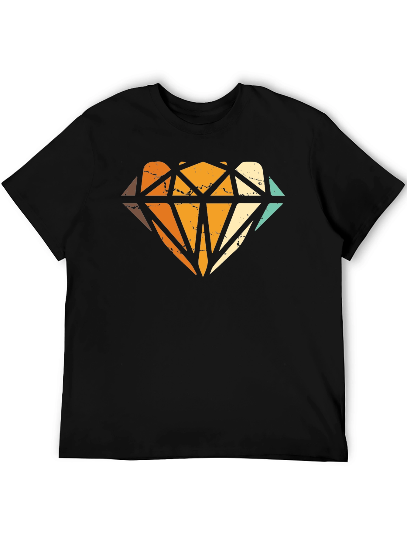 Black Retro Diamond Graphic Print Black T-Shirt view 5