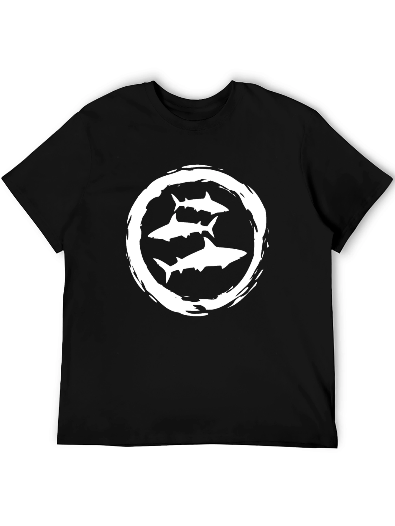 Black Men's Black Shark Graphic T-Shirt view 5