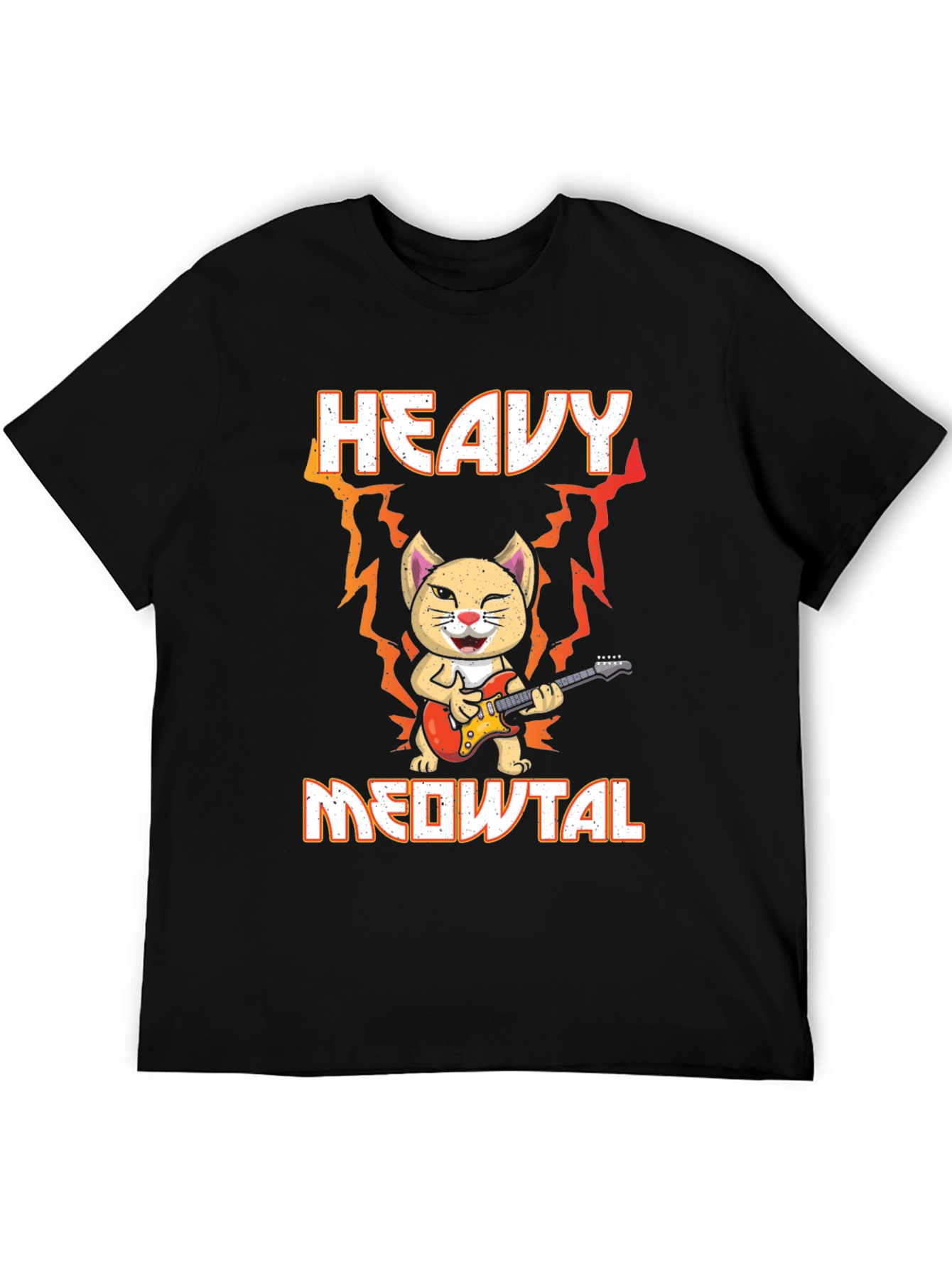 Black Heavy Meowtal Cat T-Shirt view 5