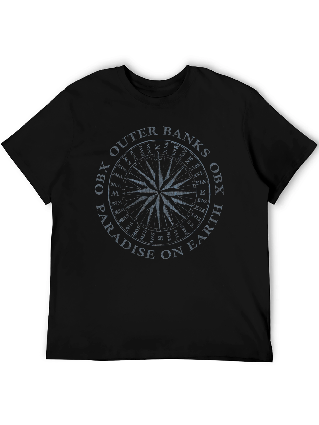 Black Outer Banks Compass Black T-Shirt view 5