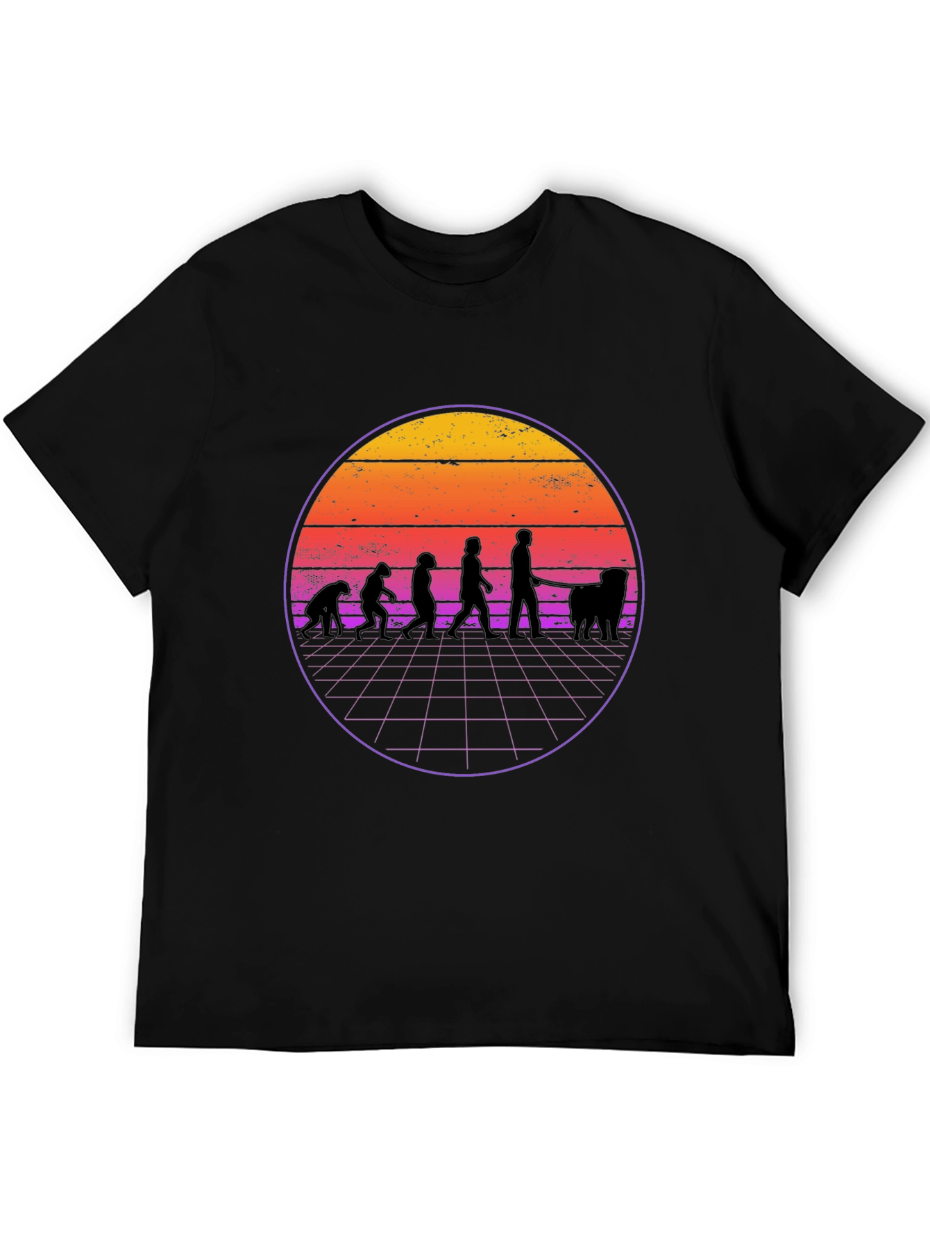 Black Retro Dog Evolution T-Shirt view 5