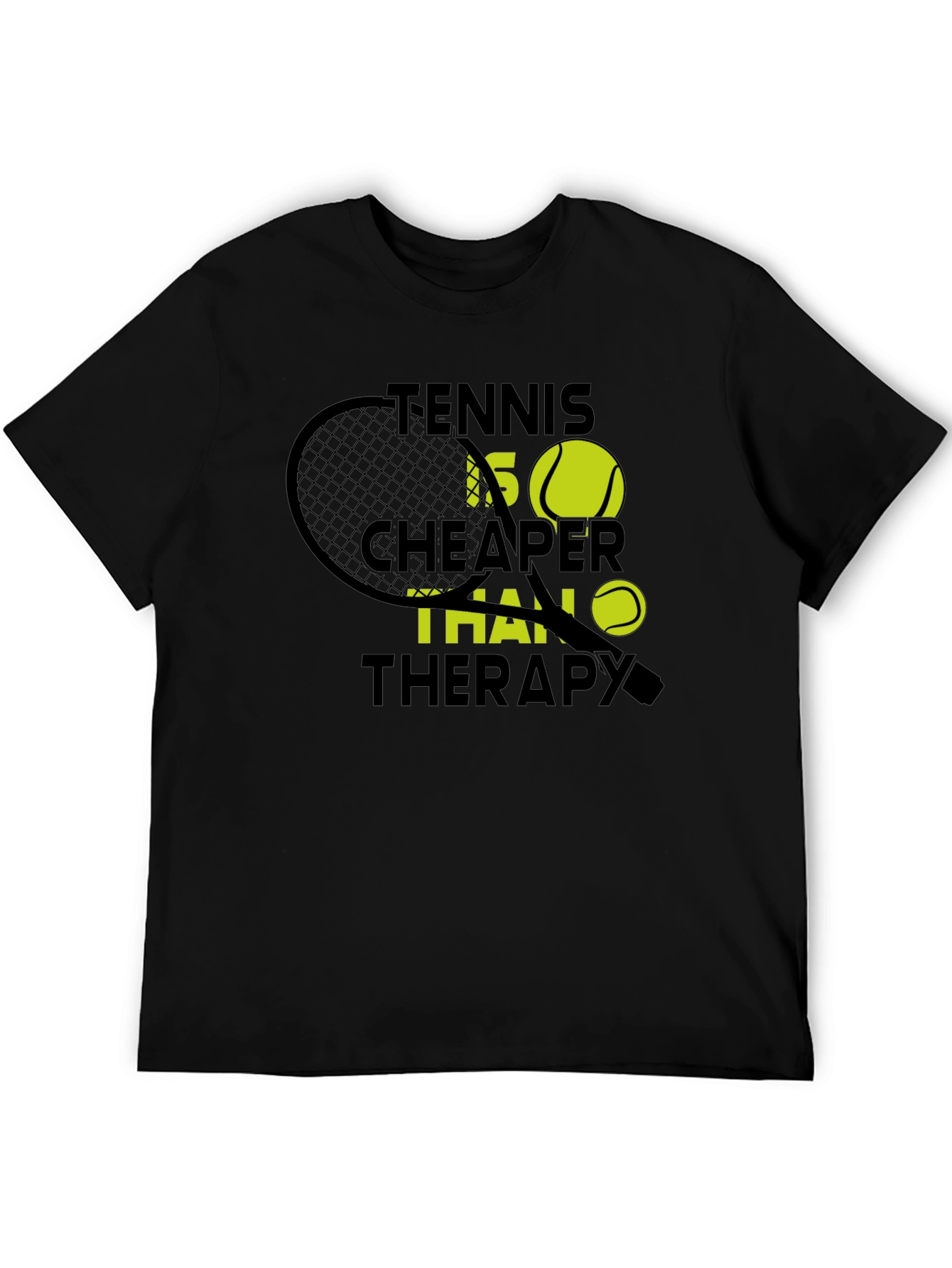 Black Tennis Cheaper Than Therapy Graphic T-Shirt view 5